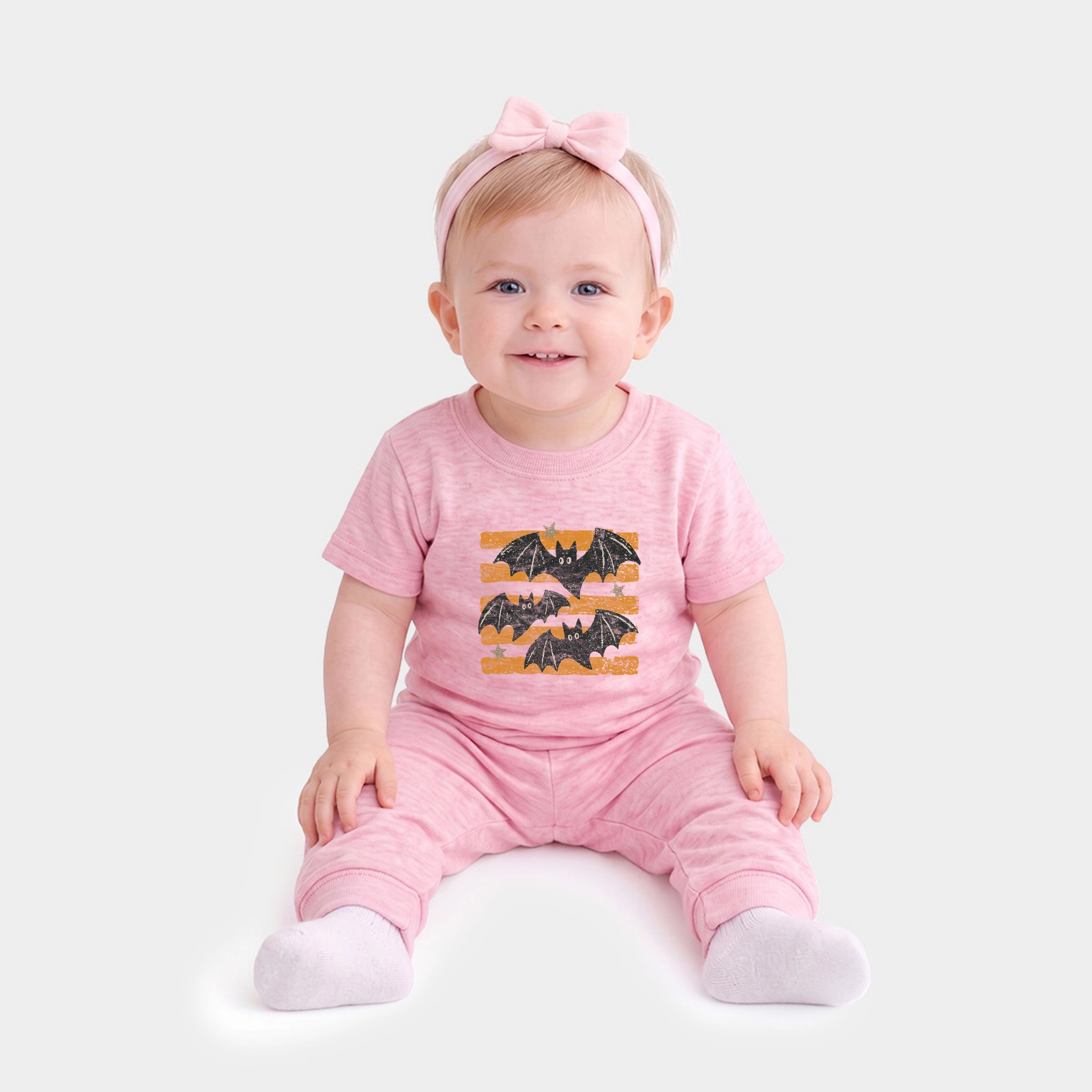 The Juniper Shop - Infant Jogger Pant Crew Set Bats Orange Stripes