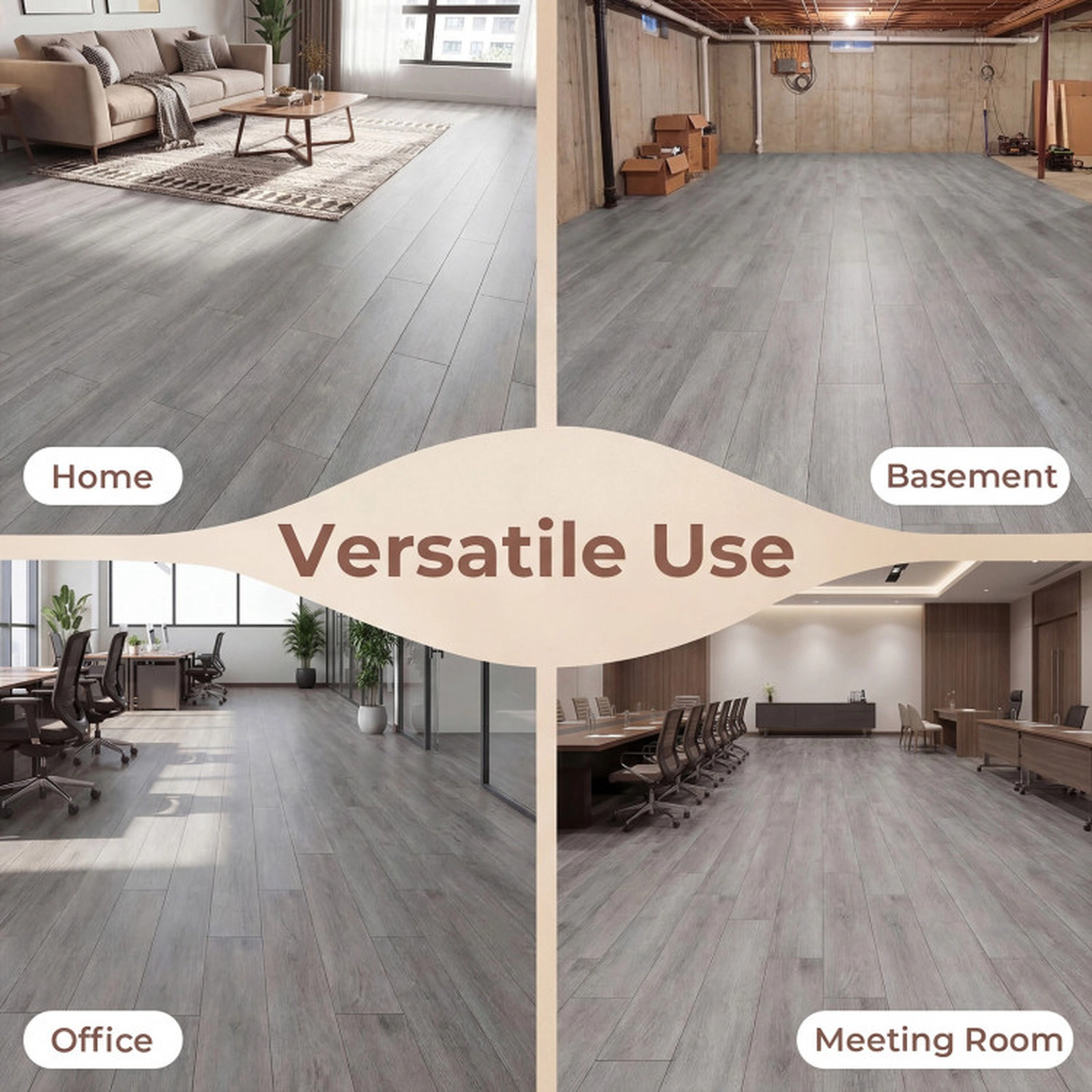 SUGIFT Gray 48-Plank 72-sq ft Waterproof Scratch-Resistant 3D Wood Grain Vinyl Plank Flooring Tiles