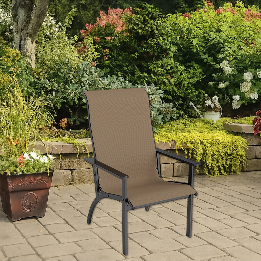 Hivvago Outdoor Metal Frame Adirondack Chair with Tall Backrest for Garden or Porch