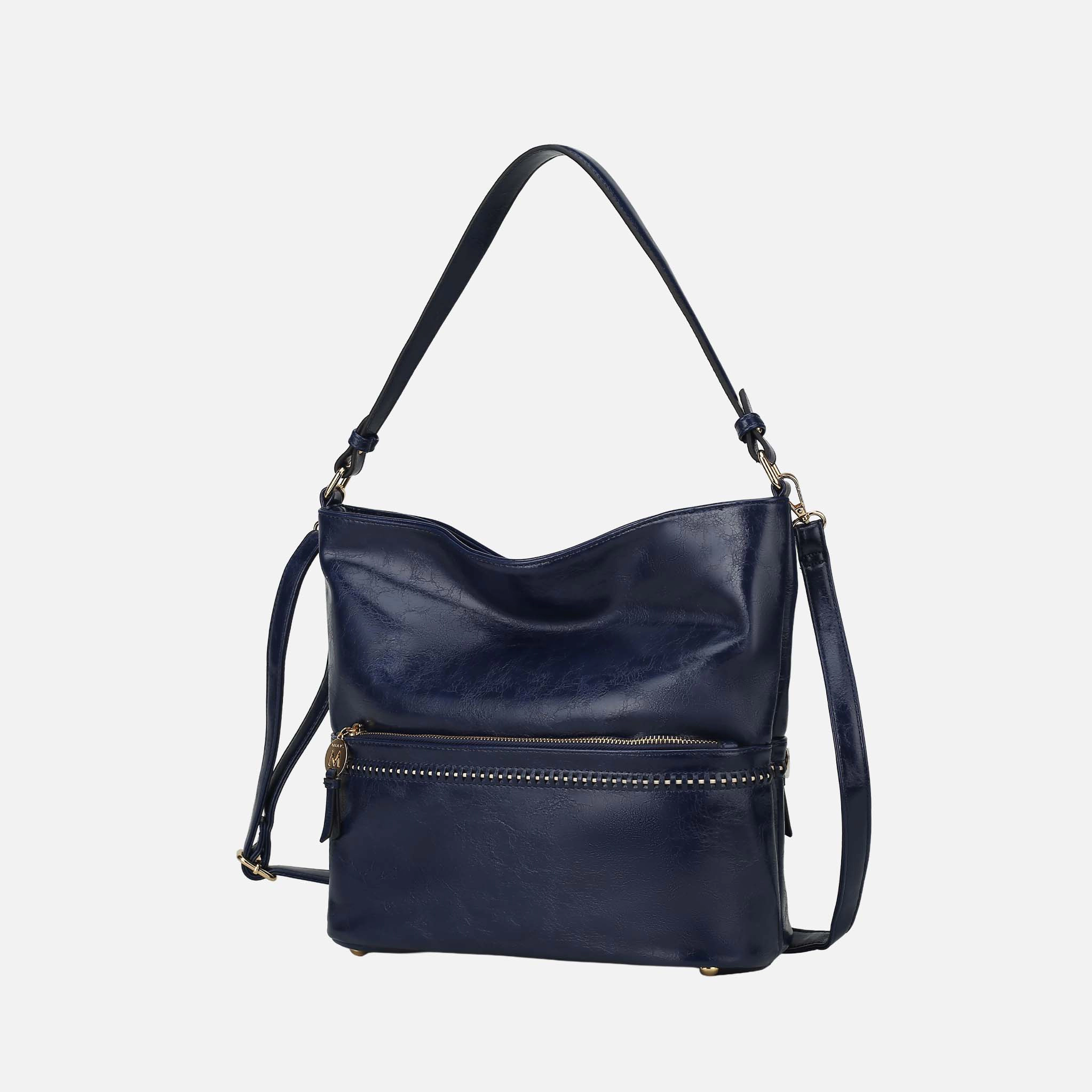 Mia K Collection Sierra Marbled Vegan Leather Shoulder Bag, Gold-Tone Hardware