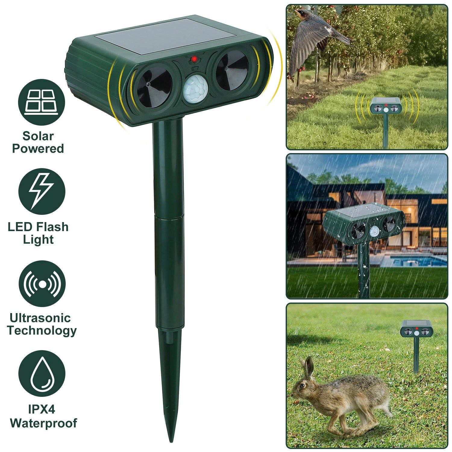 GBruno Solar Ultrasonic Animal Repeller