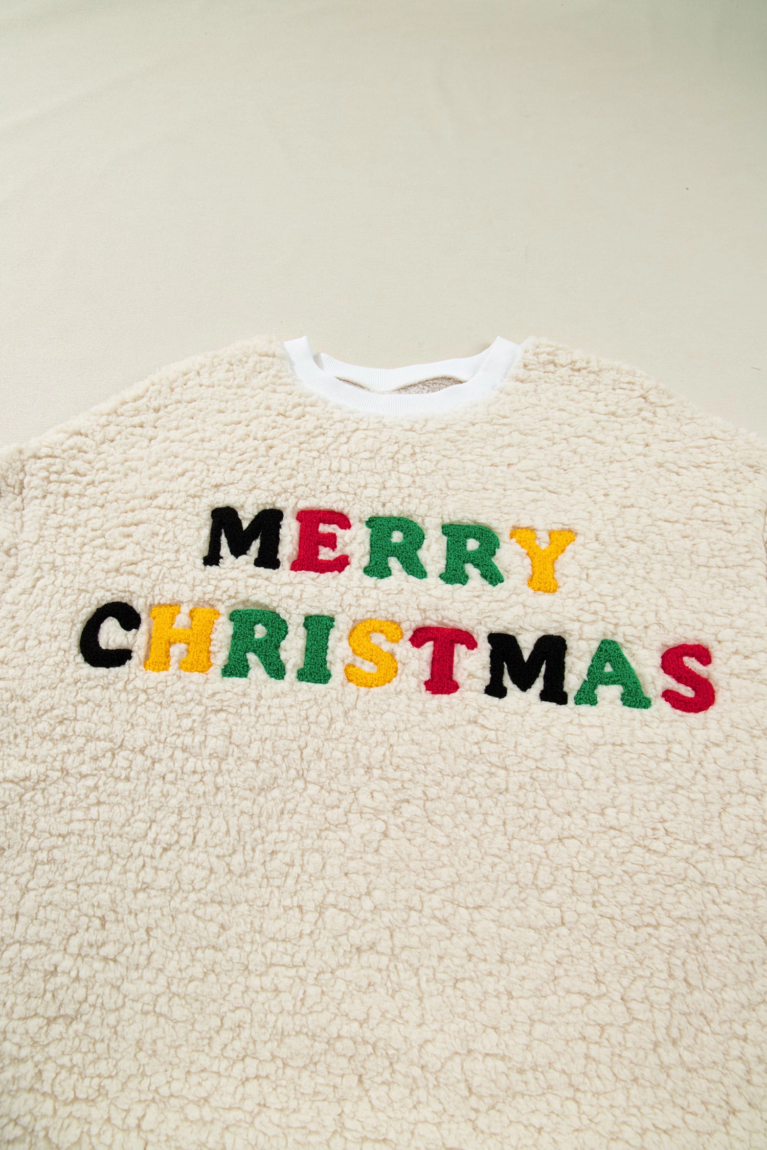Threaded Pear Women's Ensley Christmas Embroidered Sherpa Pullover