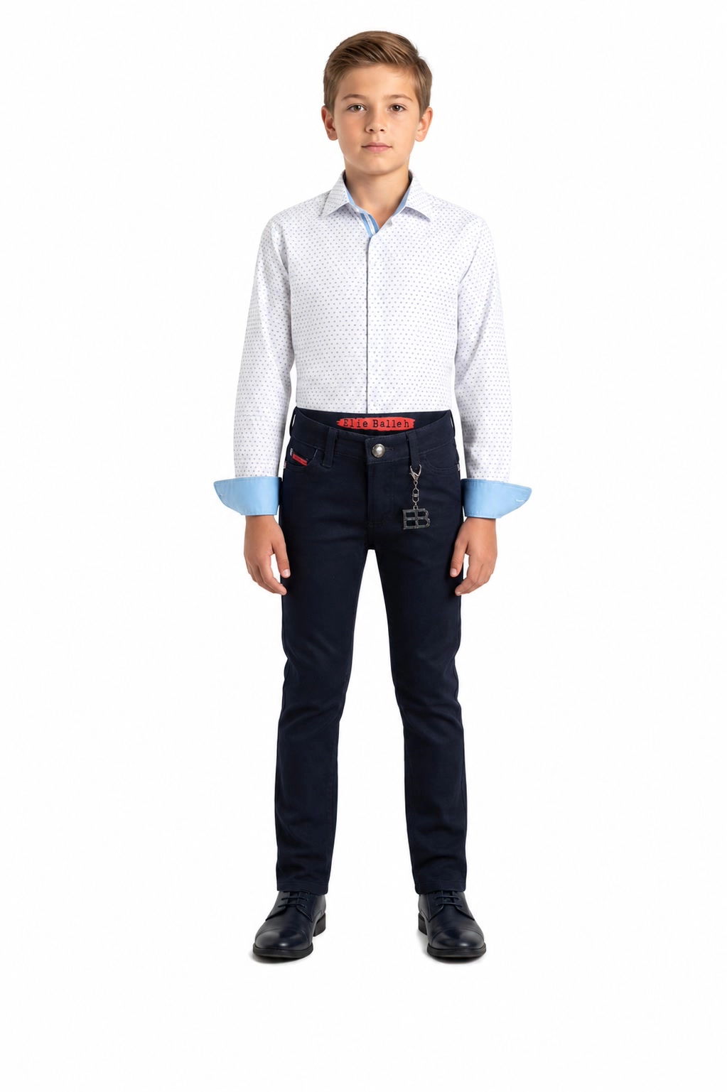 Elie Balleh Boys Slim Fit Micro Ditsy Print Shirt