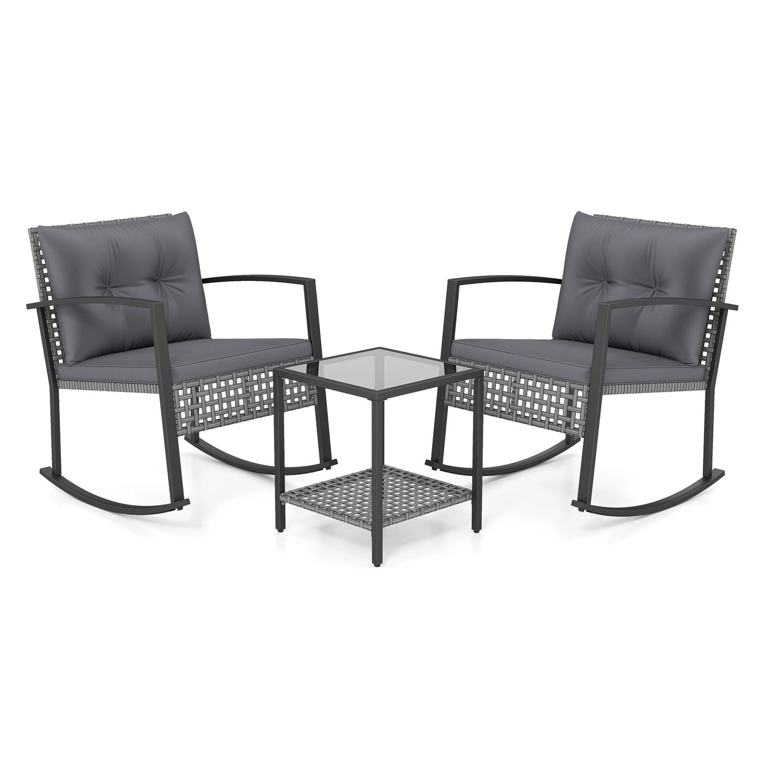 LJG 3-Piece Outdoor Rocking Chair Set for Garden