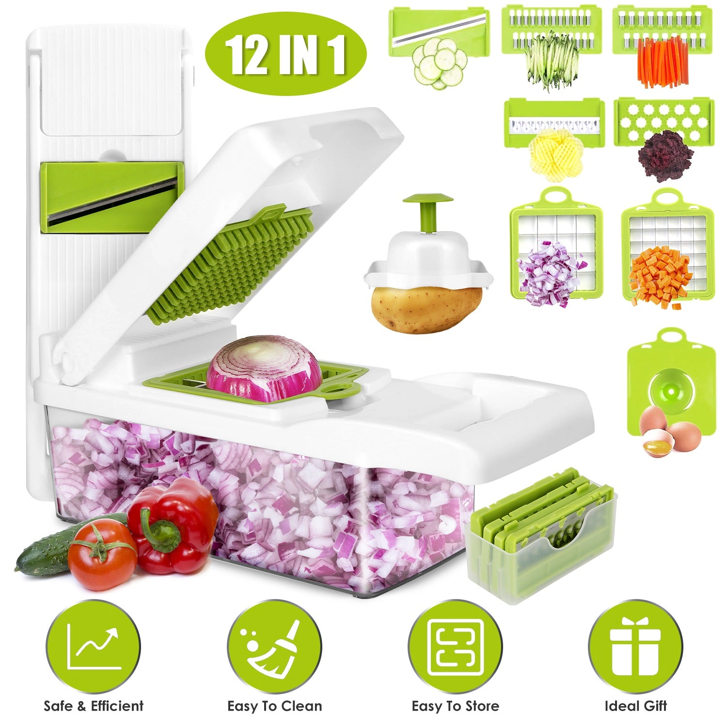 GBruno 12-in-1 Vegetable Chopper With Container