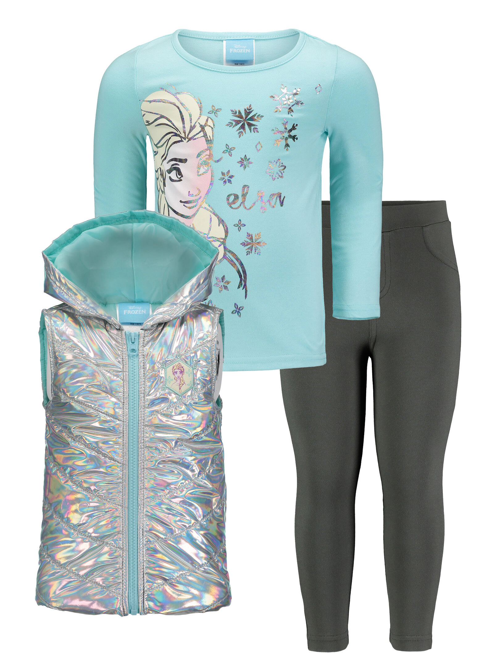 Disney Frozen Queen Elsa Girls' Hooded Vest and Leggings Set
