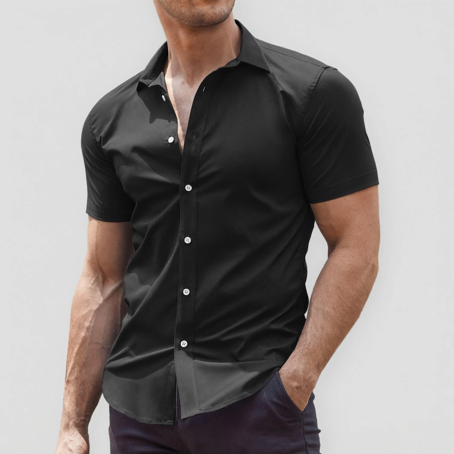 COOFANDY Mens Short Sleeve Button Down Shirts  Collared Slim Fit Casual Tops