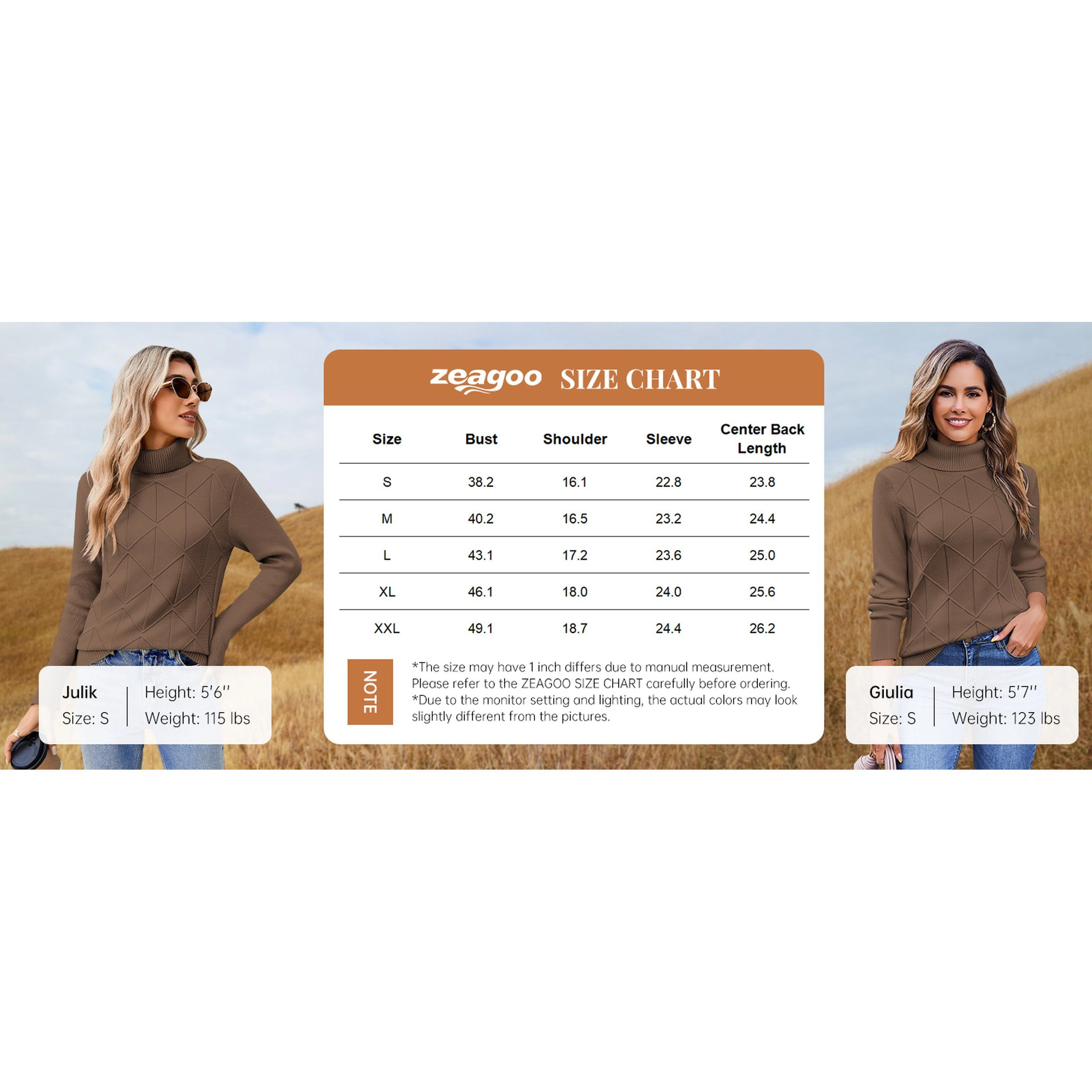 Zeagoo Women's Turtleneck Long Sleeve Knitted Sweater