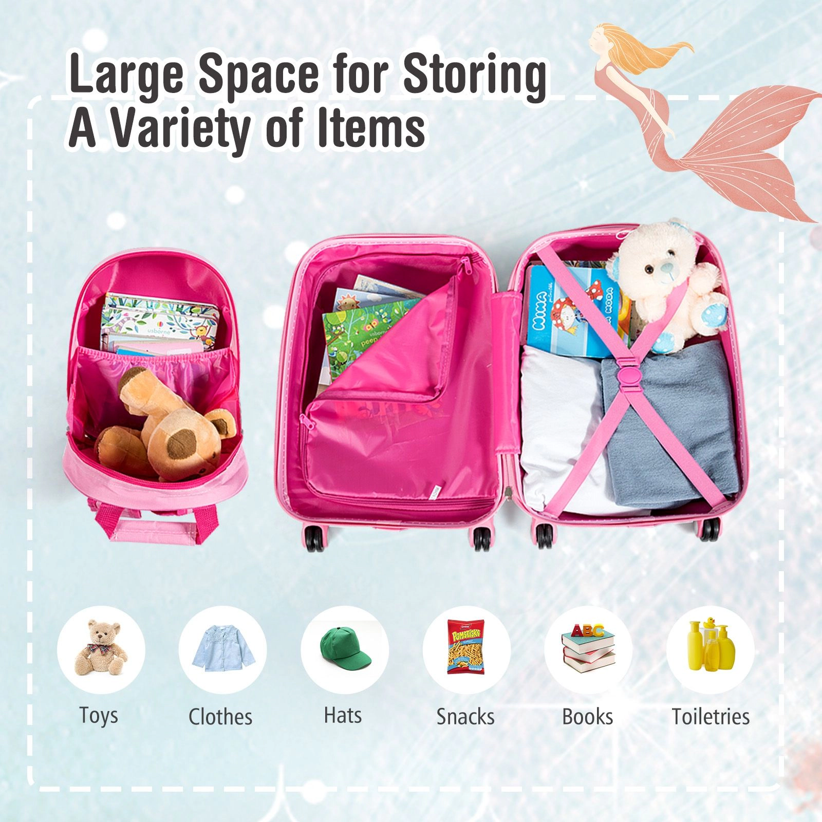 SlickBlue 2-Piece Kids Travel Luggage Set with Rolling Suitcase