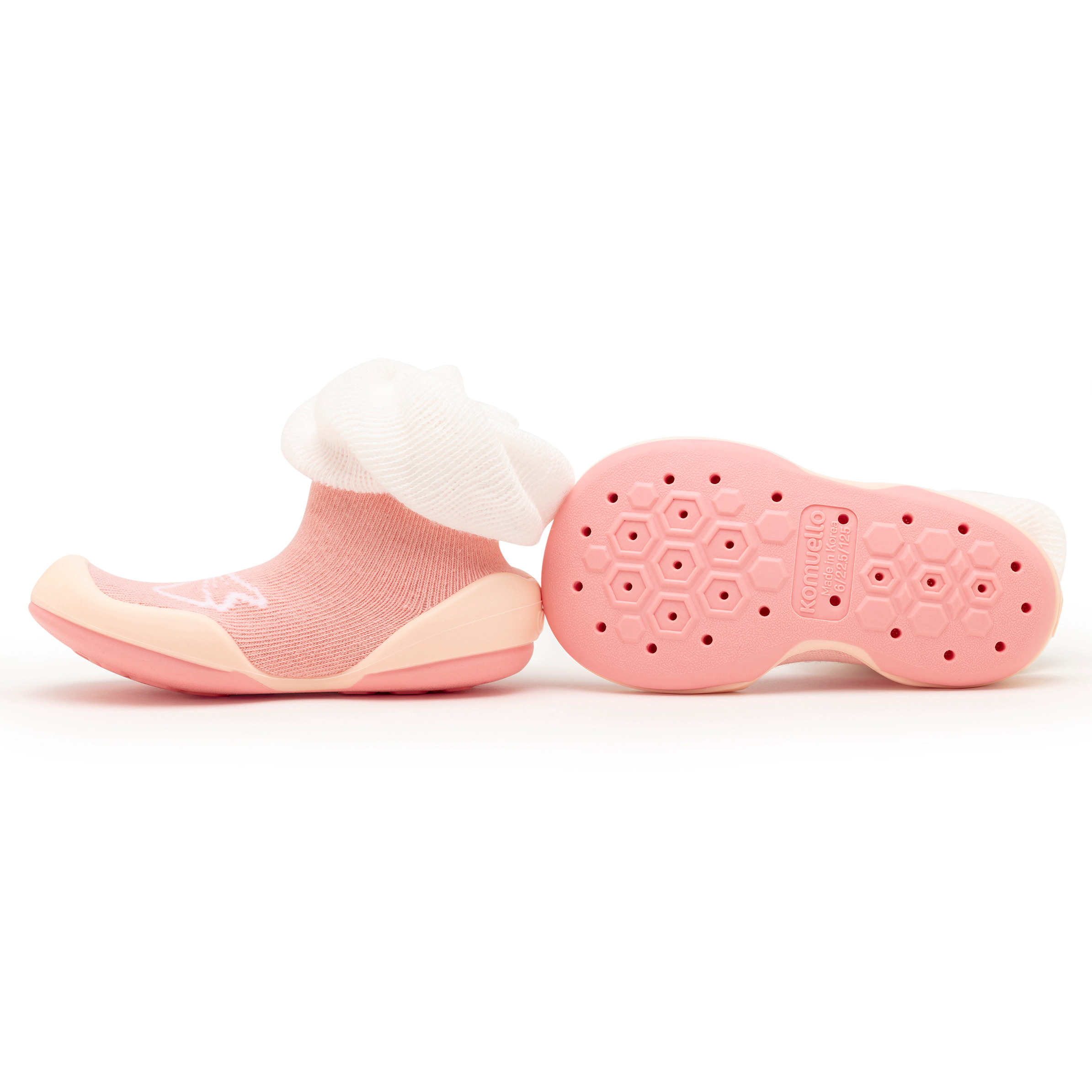 Komuello Baby Girl First Walk Sock Shoes Bow - White