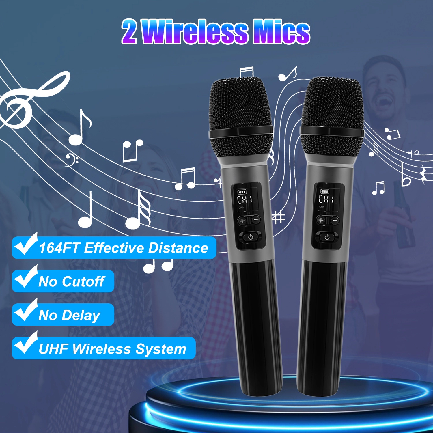 GBruno Wireless Karaoke Party Speaker With 2 Wireless Mics