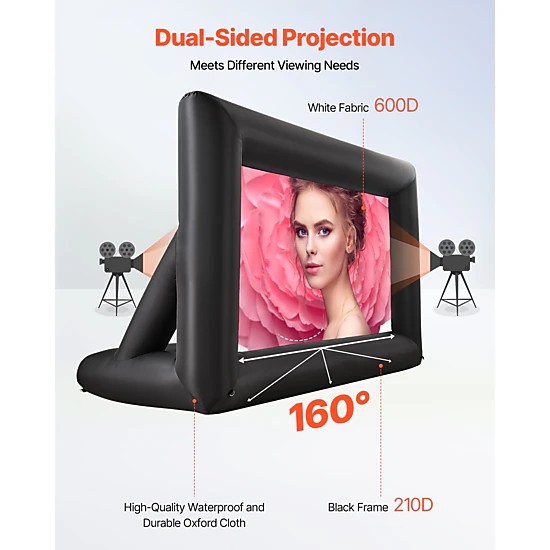 HONGGE Inflatable Projector Screen Inflatable Movie Screen Outdoor with Air Blower Projector Screen Oxford Fabric