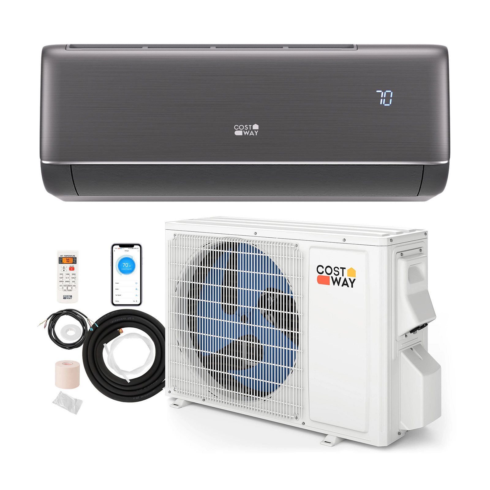 LJG GreyVolt Series 12000 BTU 22 SEER2 115V WiFi Enabled Mini Split AC Compatible with Alexa Gray