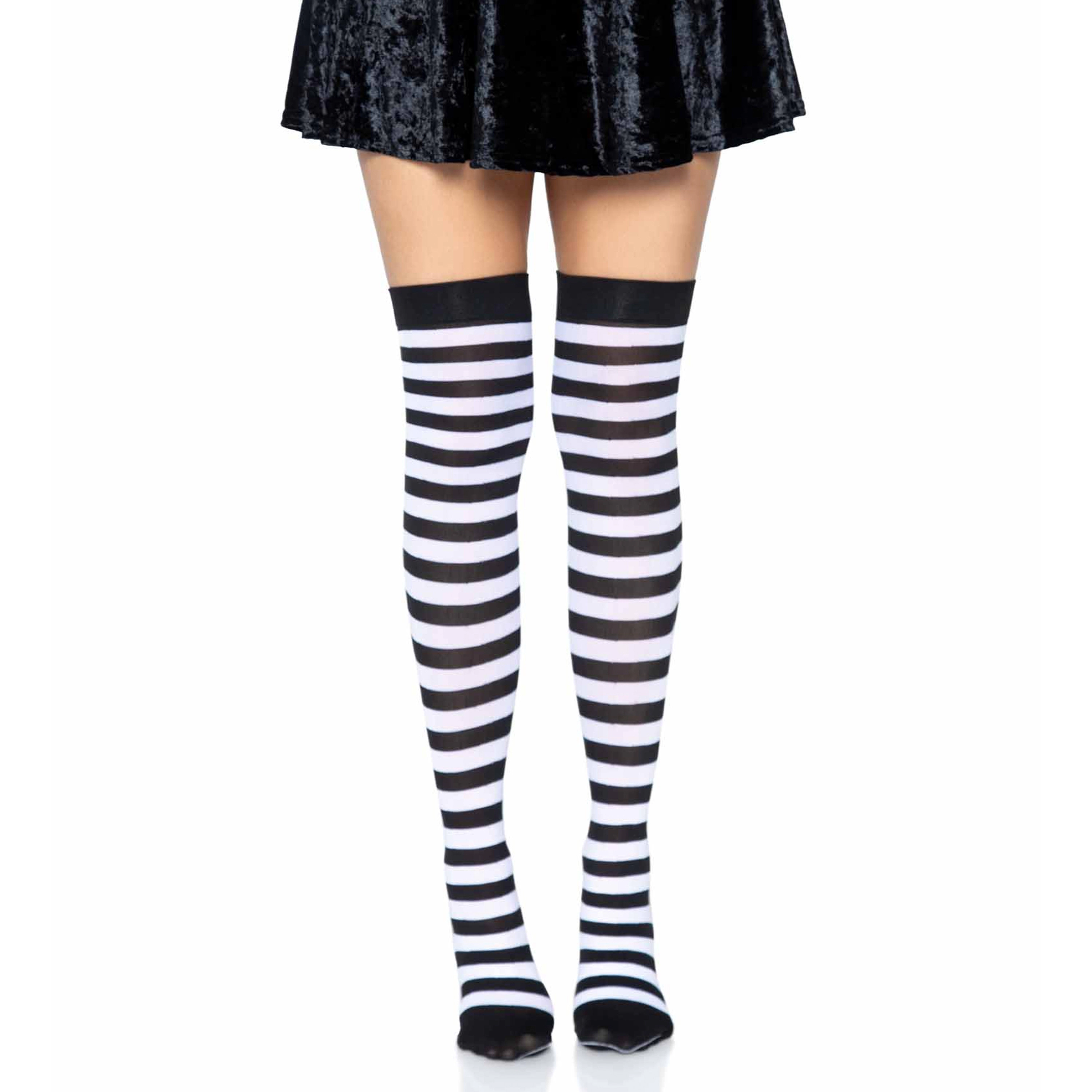 Leg Avenue Women's Nylon Striped Thigh-High Stockings