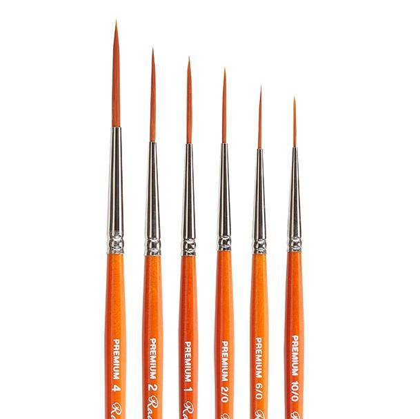 KINGART Radiant 6050 Script Liner Brush Set - 6 Pc, Golden Synthetic Taklon