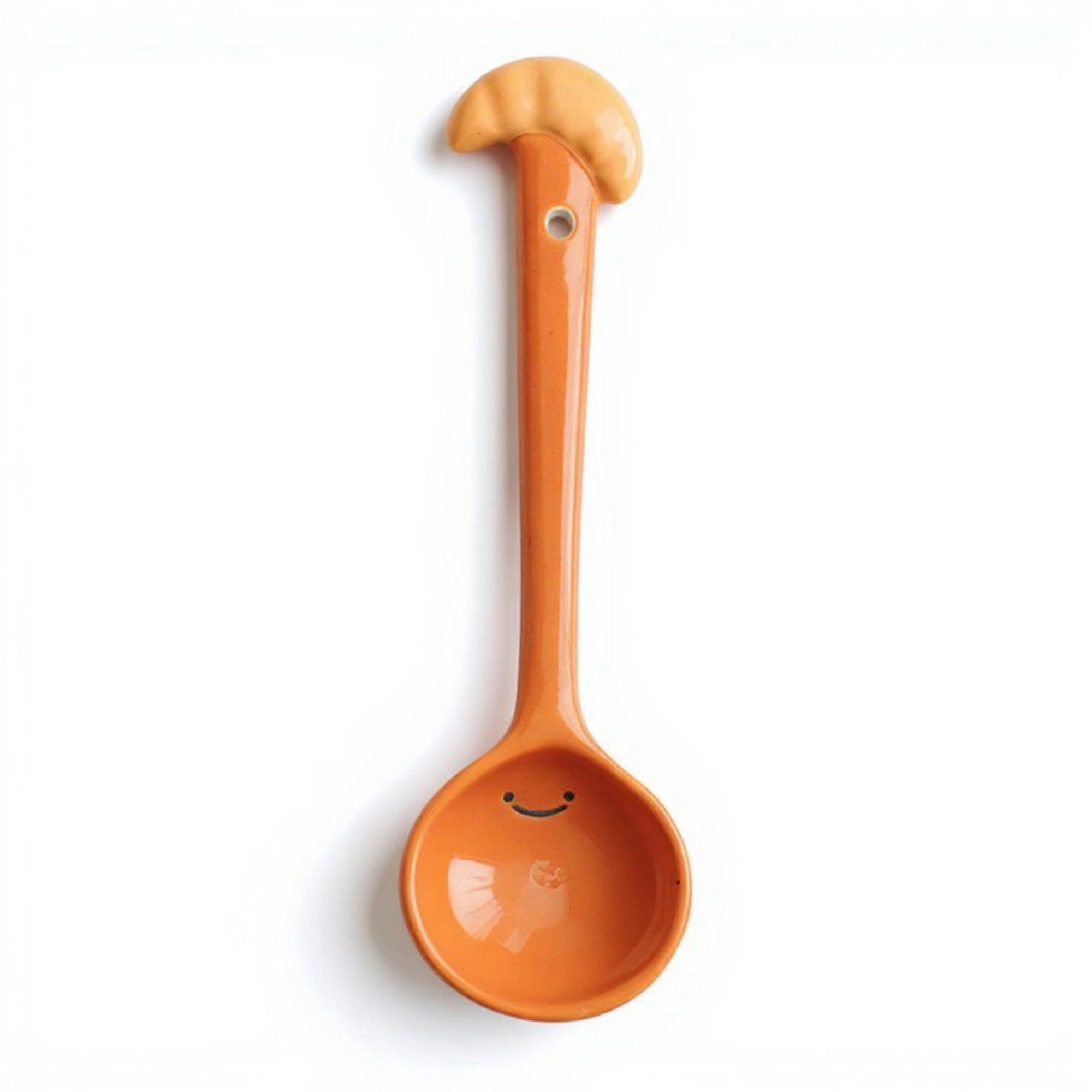 Alilang Unisex Ceramic Soup Ladle Spoons with Mushroom Handle Design 3 Piece Set