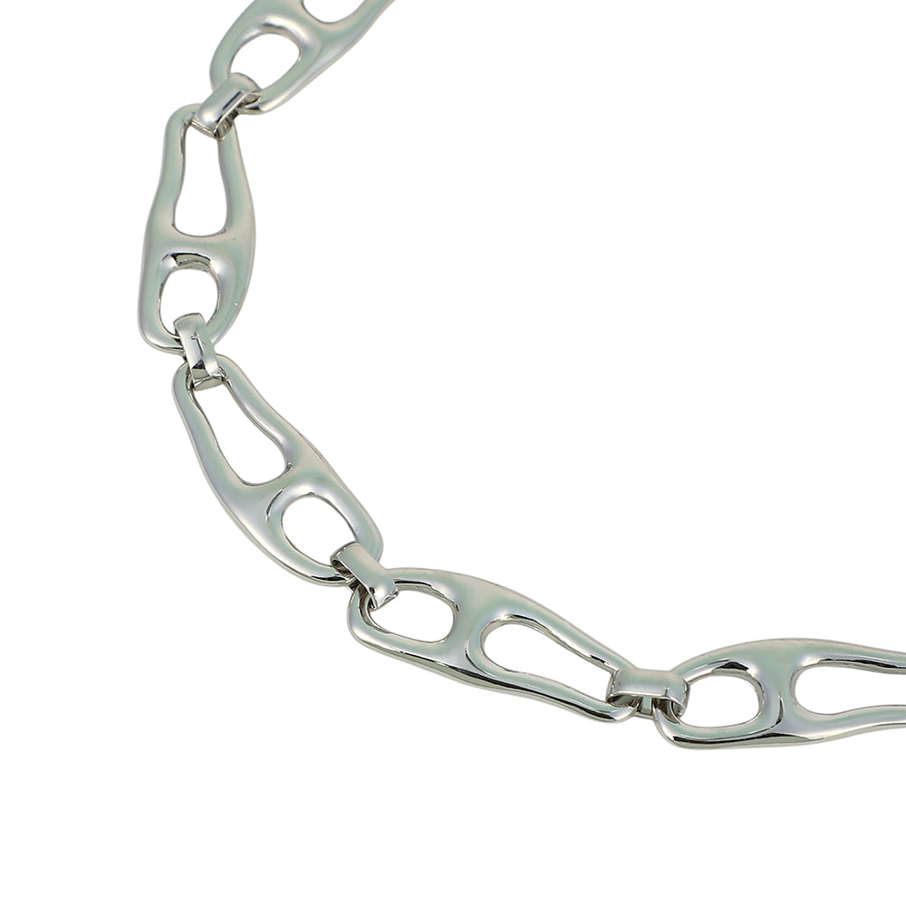 SOHI Women's The Pavement-Link Chain Necklace - Chrome Silver