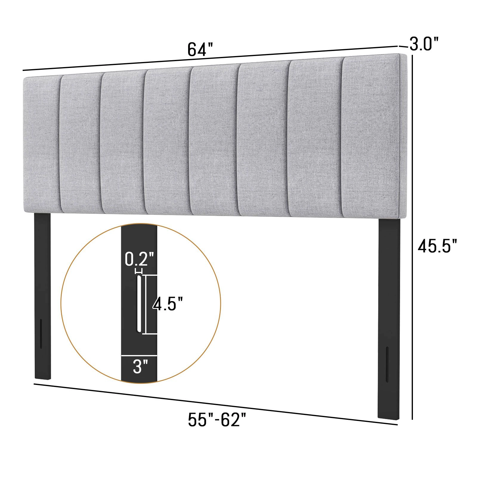 SlickBlue Modern Vertical Channel Bed Headboard with Wood Legs