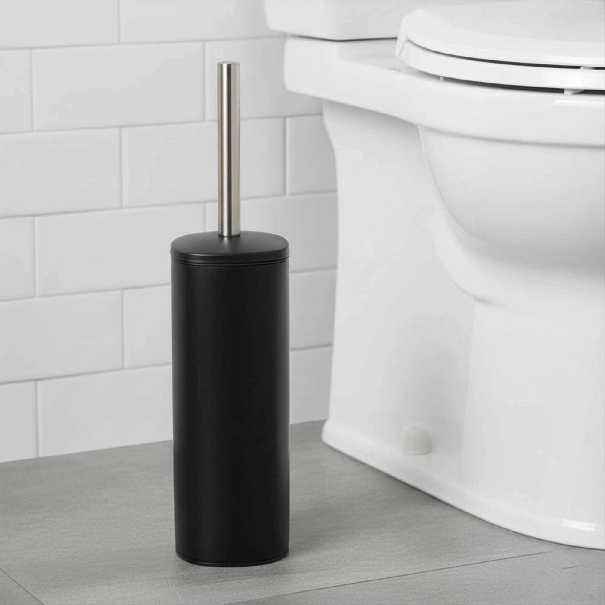 Evideco French Home Goods Square Metal Toilet Brush and Holder Set