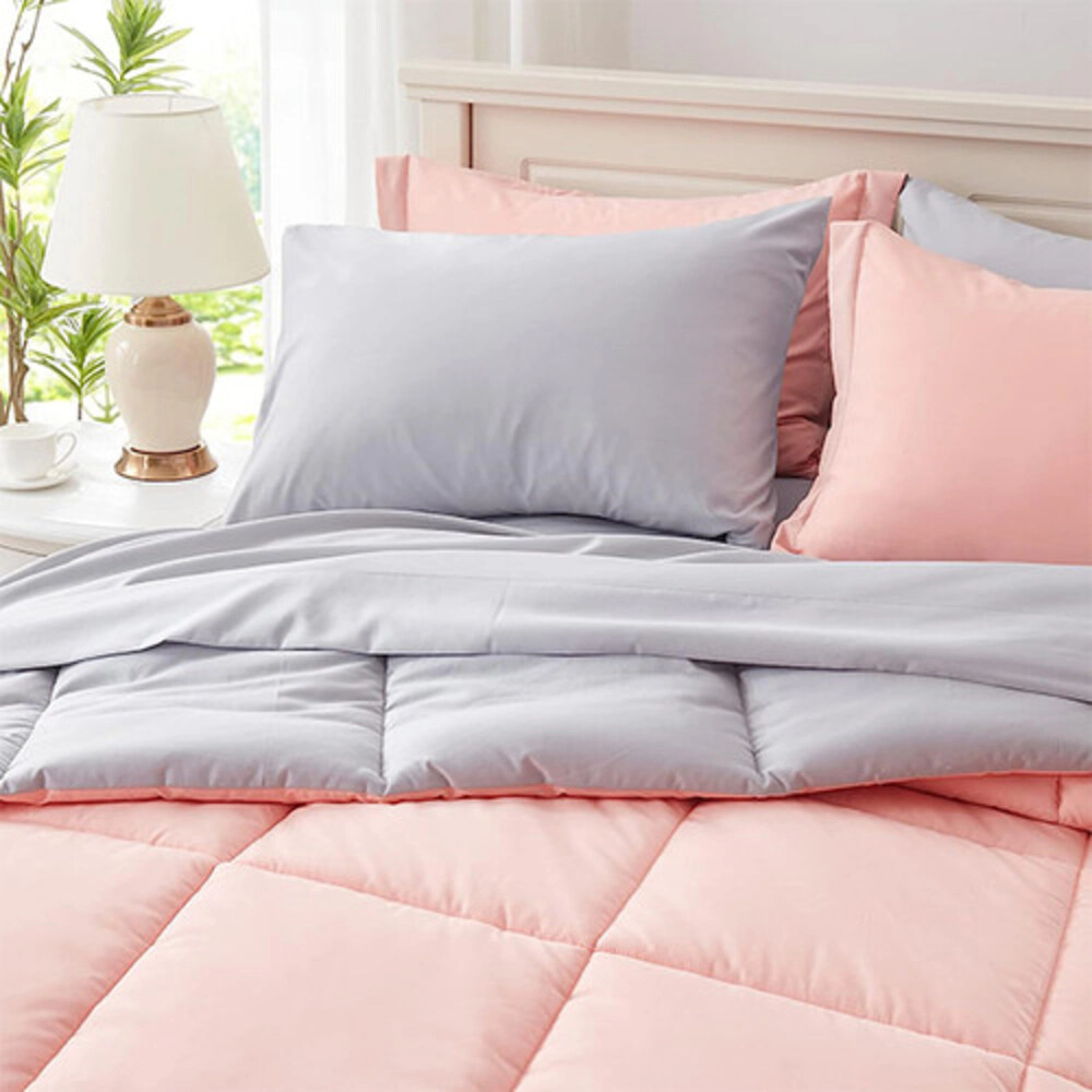 Luxe Furnishings Unisex Queen Pink Gray Contemporary Bedding Set