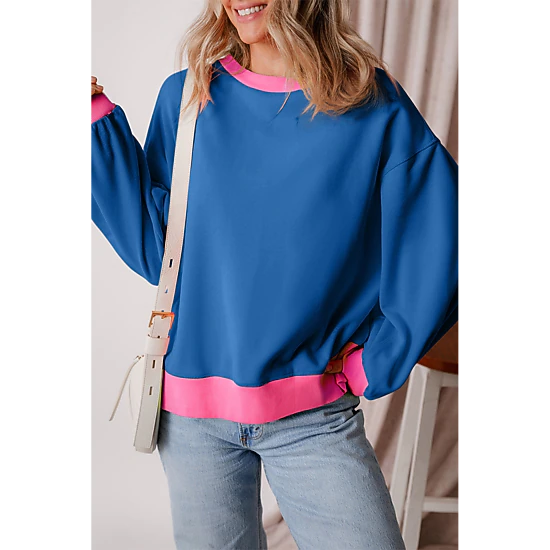 Threaded Pear Women's Karilia Colorblock Bubble Sleeve Sweatshirt