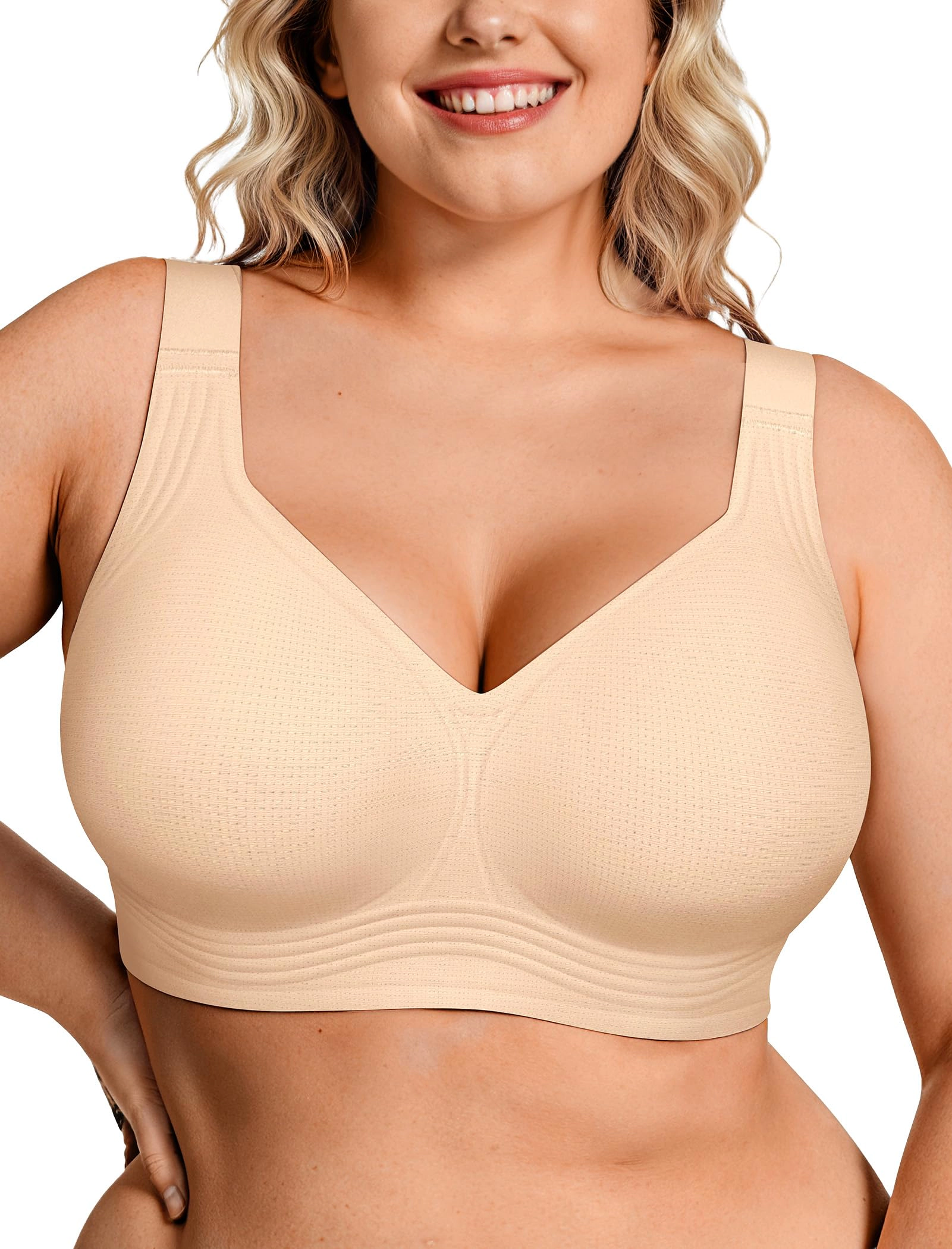 Wardrobe Whimsy Womens Wireless Jelly Bras Plus Support Push Up Comfortable Bra