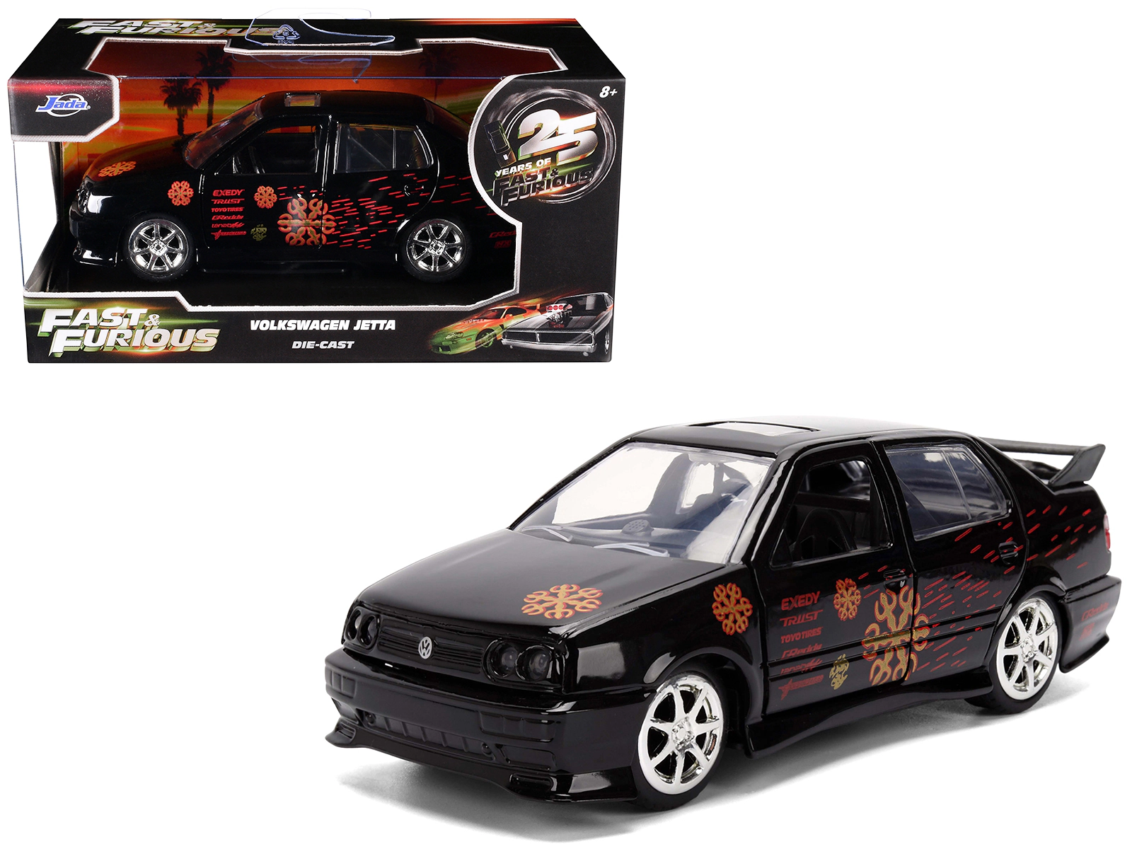 Jada Volkswagen Jetta Black With Graphics "Fast & Furious Remix - 25Th Anniversary" Series 1/32 Diecast Model