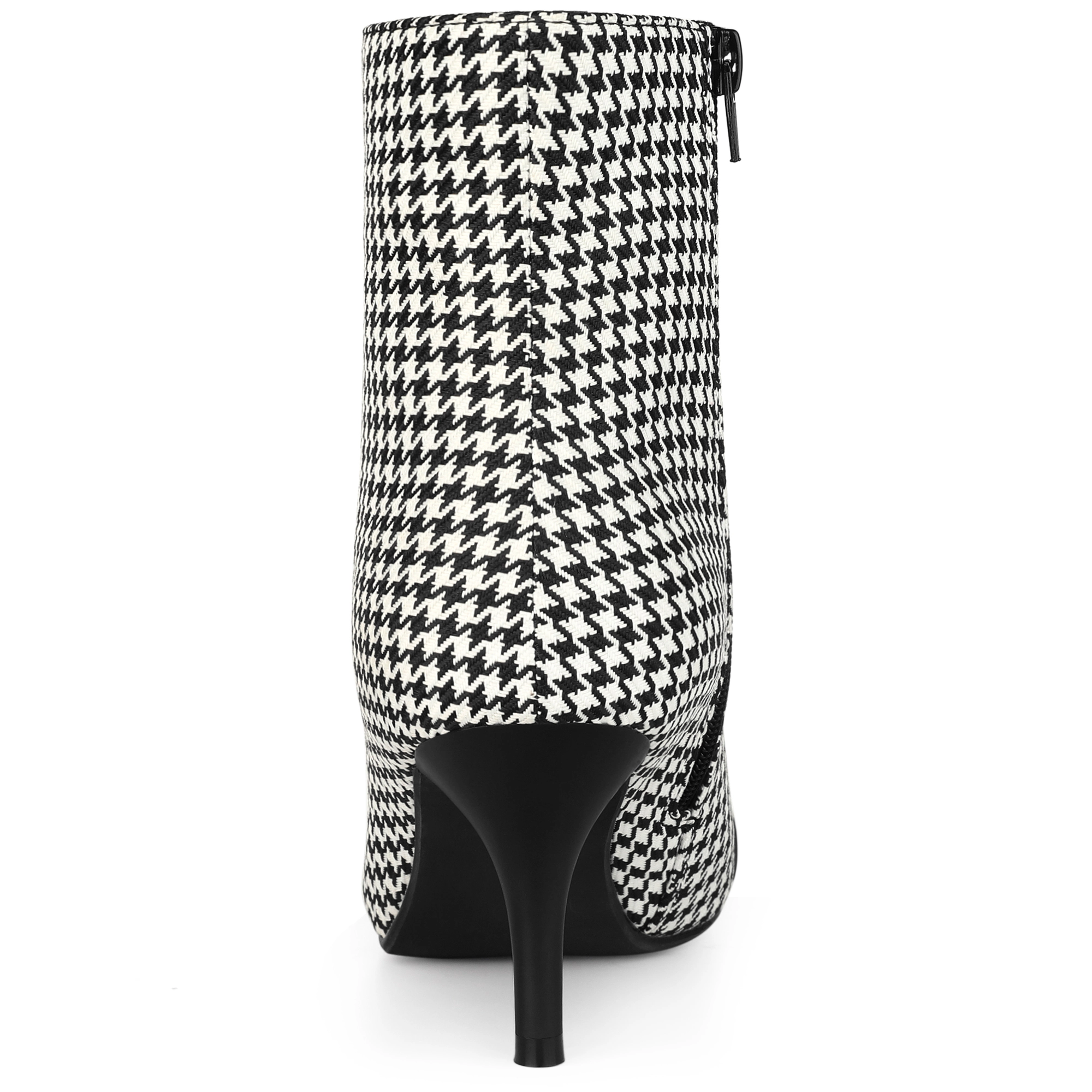 BLISSFUL STEP Women Houndstooth Pointed Toe Stiletto Heels Ankle Booties