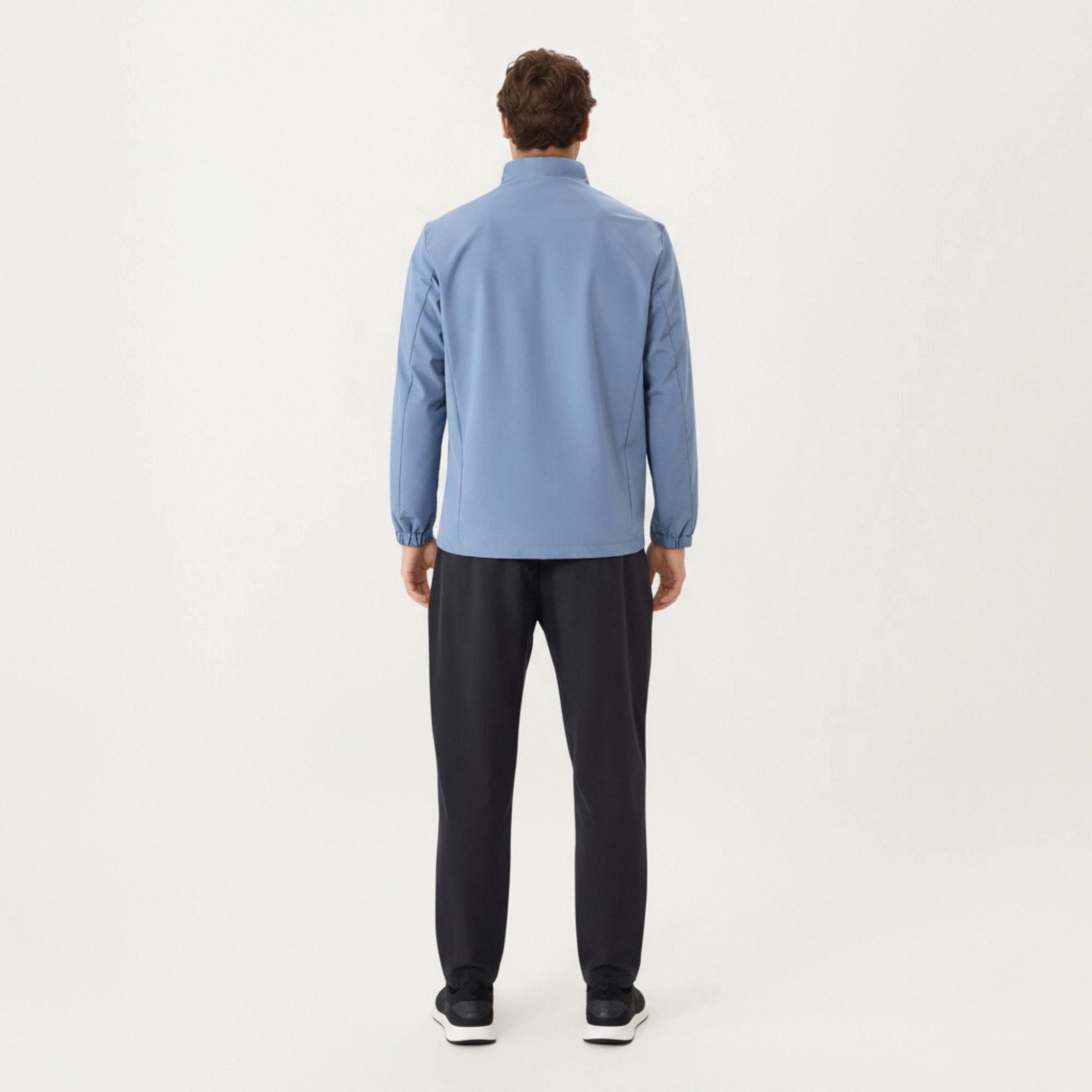 Anna-Kaci Men's Lightweight Zip-Up Jacket with Stand Collar and Long Sleeves