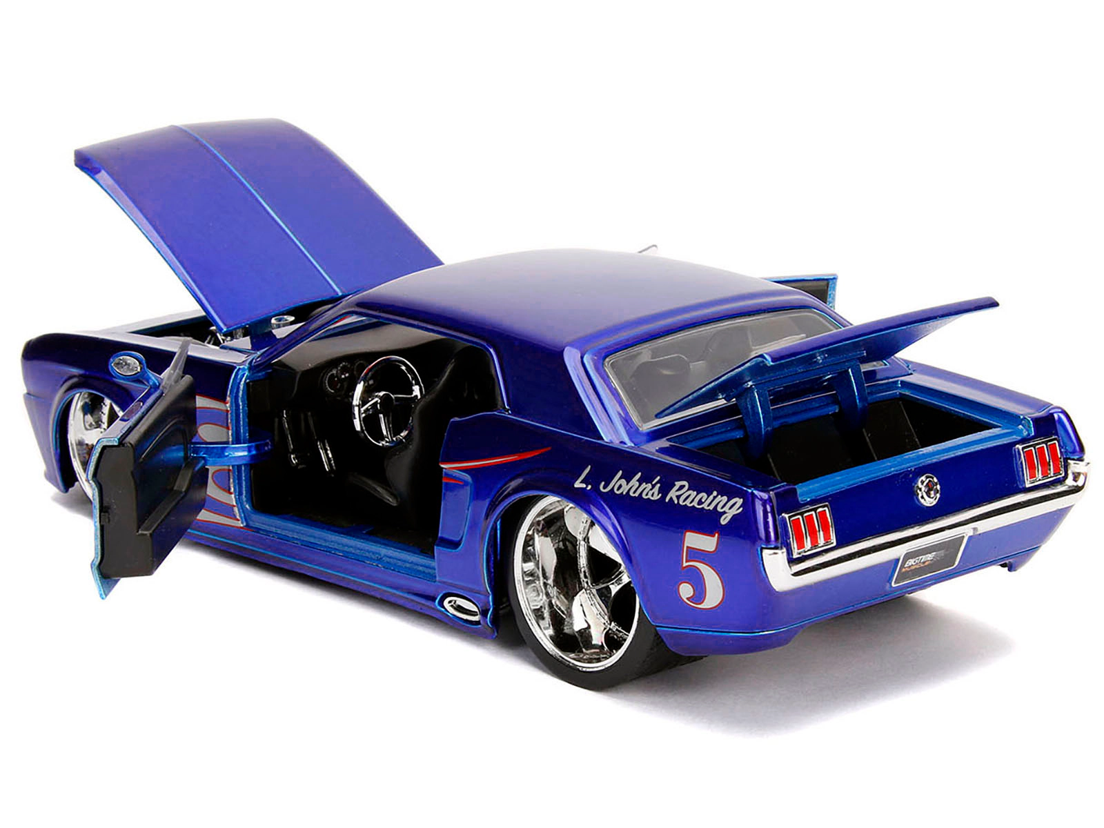 Jada 1965 Ford Mustang #5 "L. John's Racing" Candy Blue with Flame Graphics "Bigtime Muscle" Series 1/24