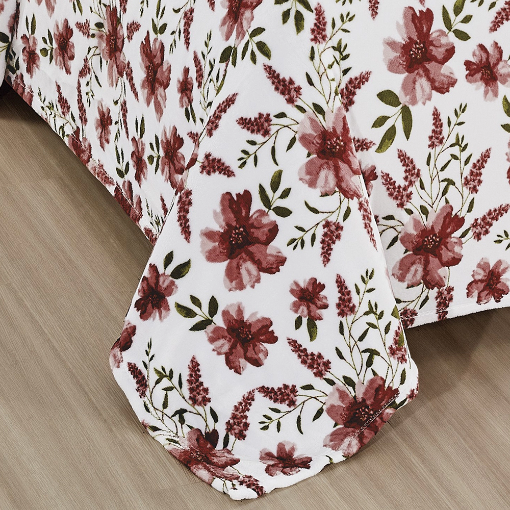 Plazatex Luxurious Ultra Soft Lightweight Rayla Printed Bed Blanket Floral 90" x 90"