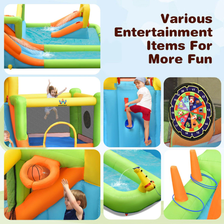 Hivvago 8 in 1 Inflatable Water Slide Park Bounce House Without Blower