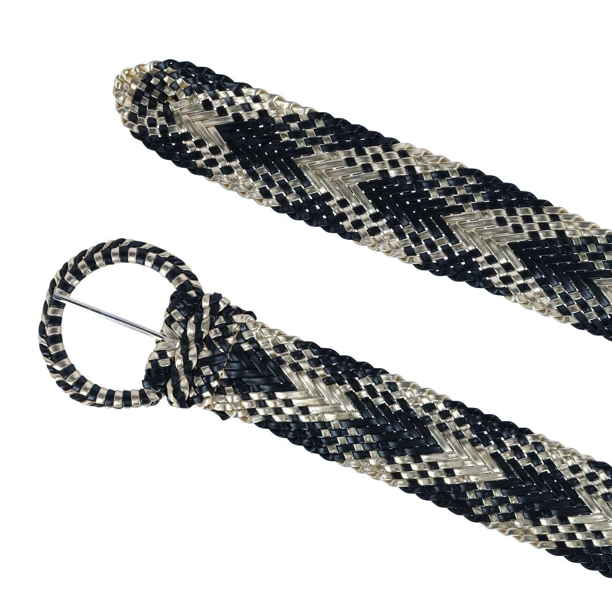CTM Women's 1 7/8 Inch Wide Braided Plaid Belt with Matching Buckle
