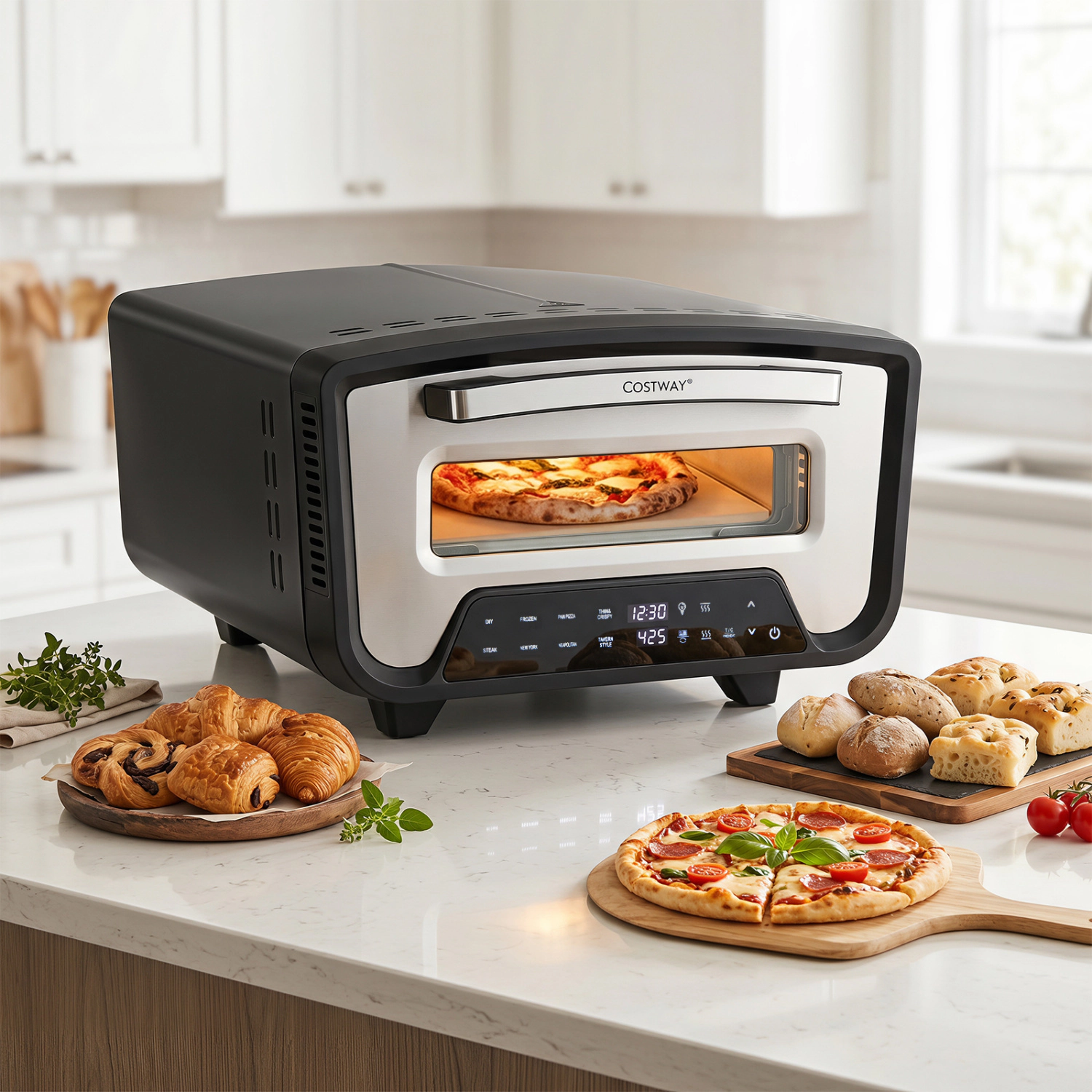 LJG Indoor Electric Pizza Oven for 12" Pizzas with 8 Presets