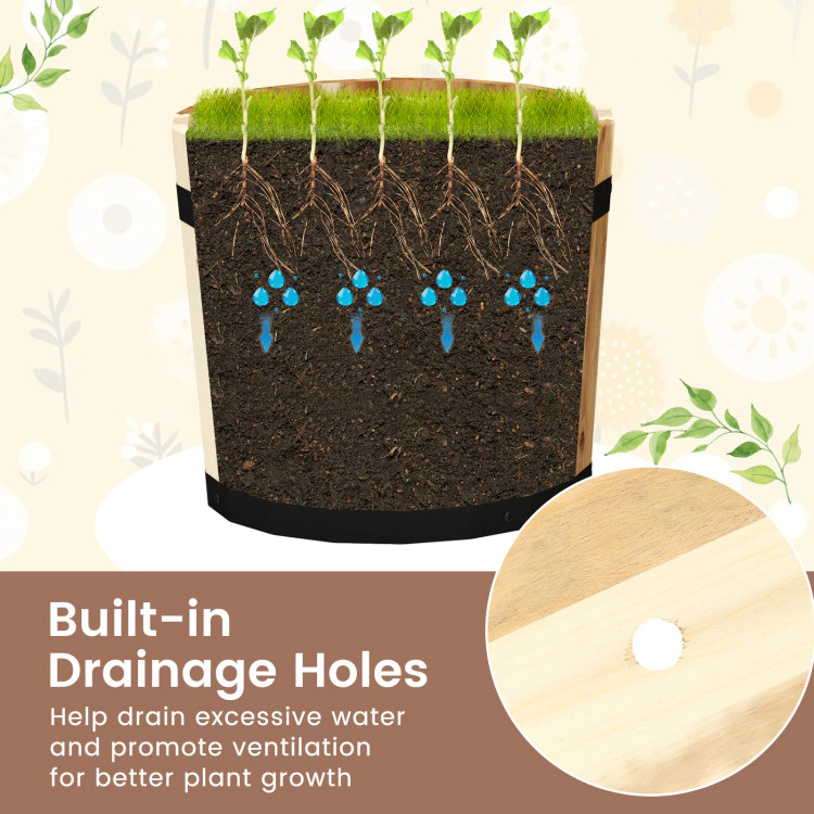 Hivvago Outdoor Wooden Planter Box with Drainage Holes Set of 3