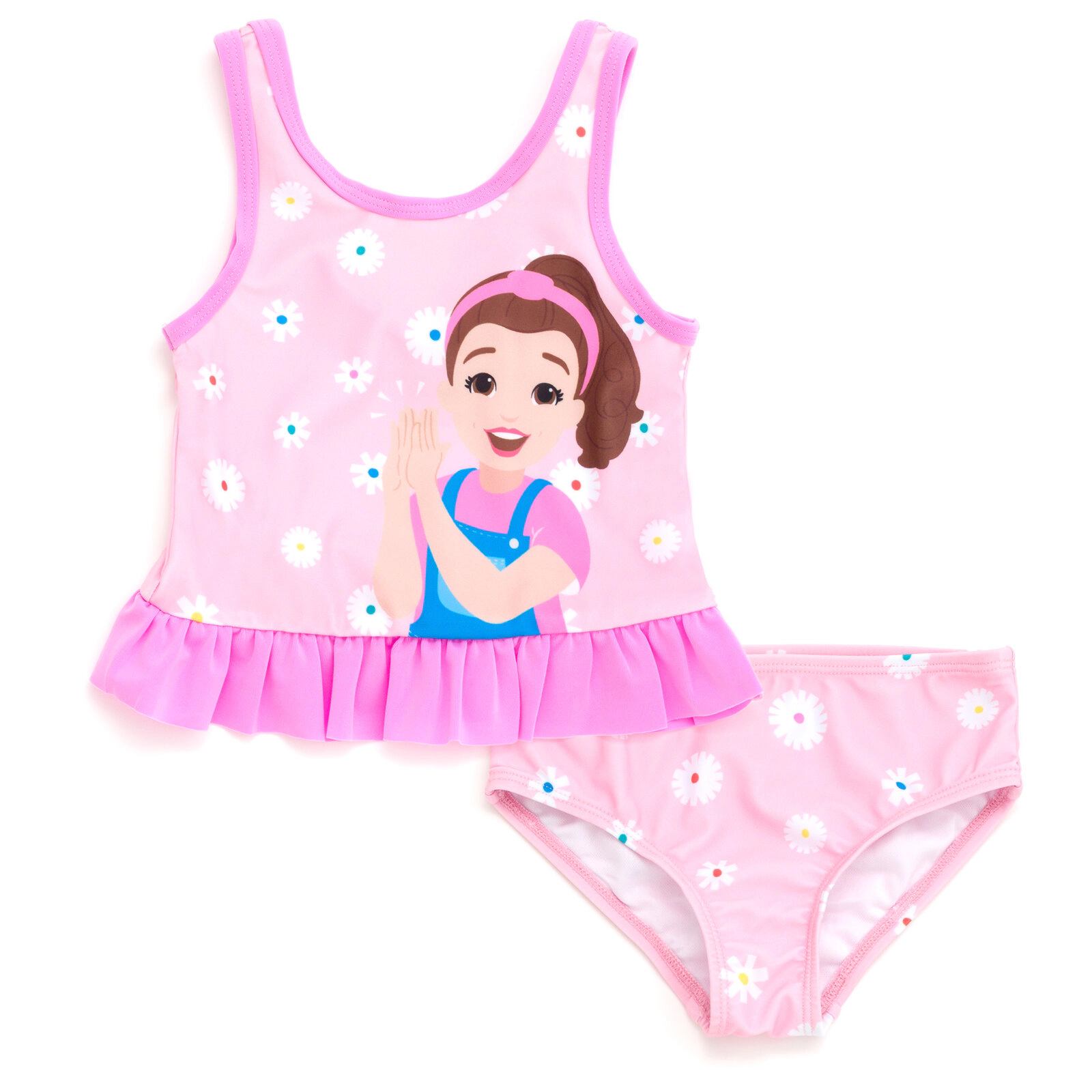 Ms. Rachel Girls' Swimwear 2-Piece Tankini and Bikini Bottom Set