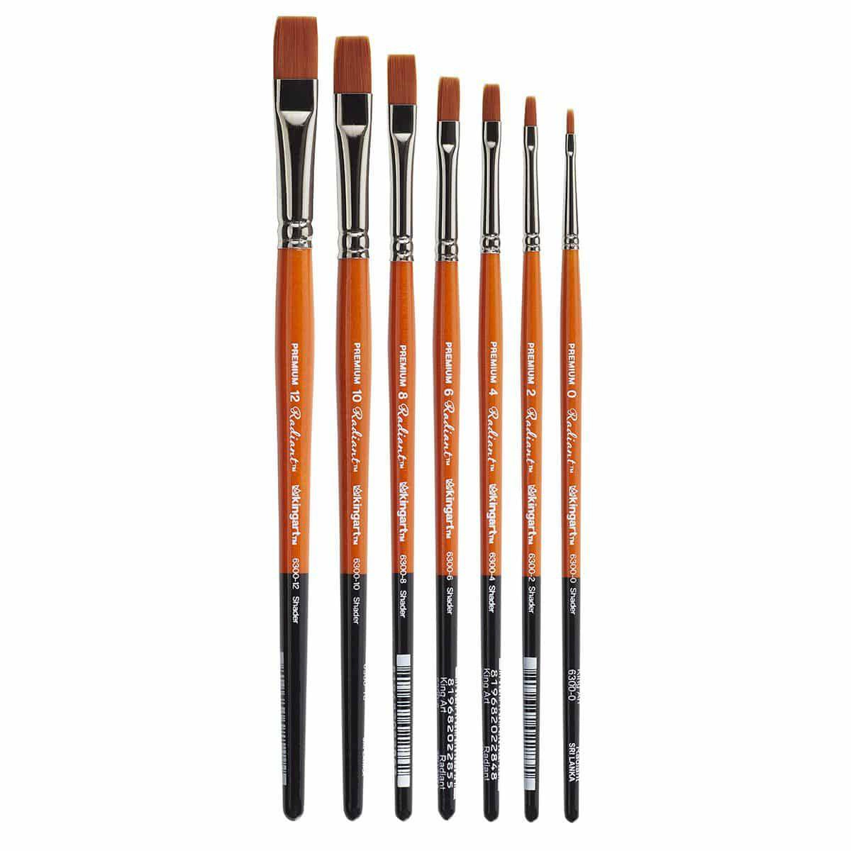 KINGART Radiant 6300 Flat Golden Synthetic Brush Set - 7 pc