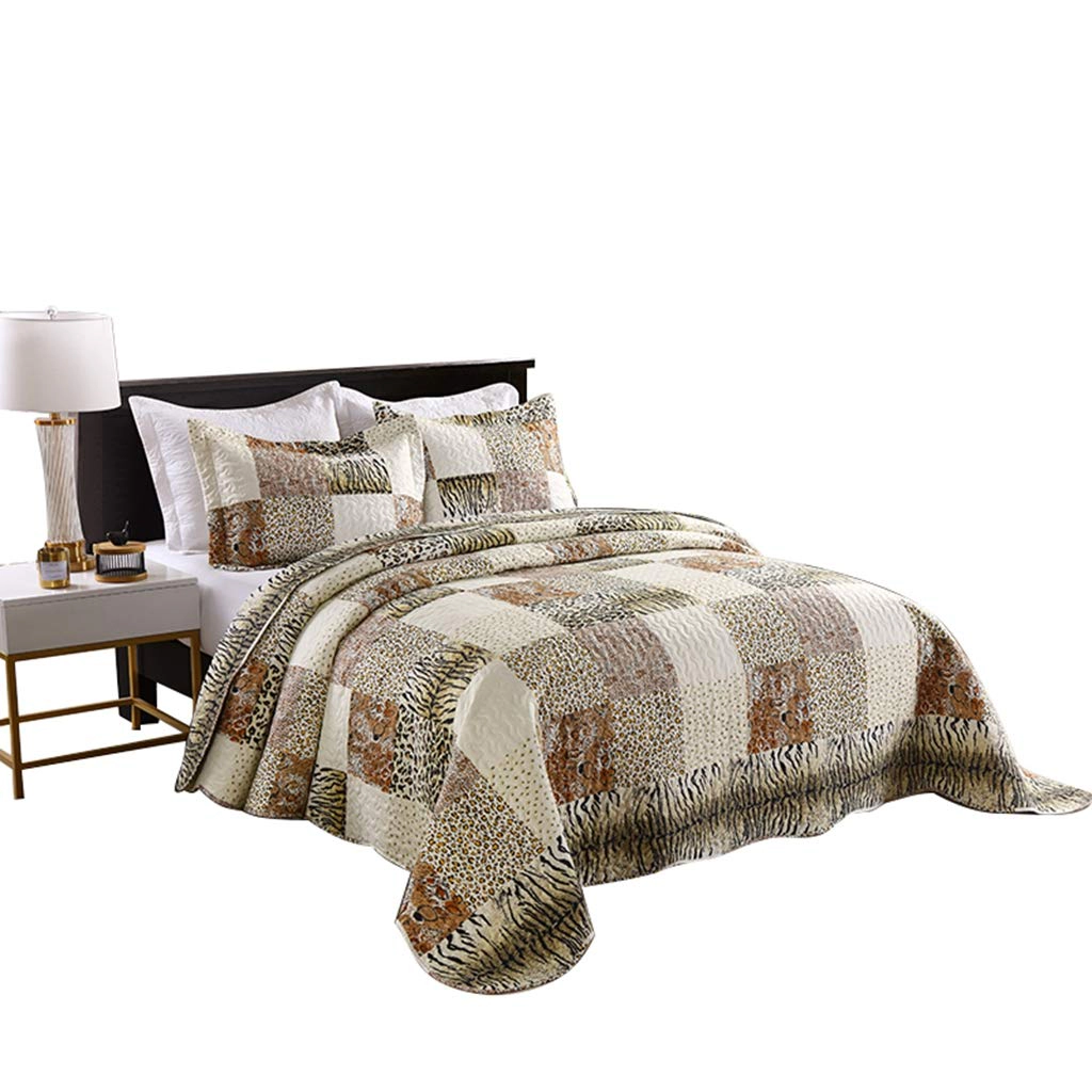 MarCielo 3 Piece Leopard Print Quilt Bedspread Set,Lightweight Coverlet