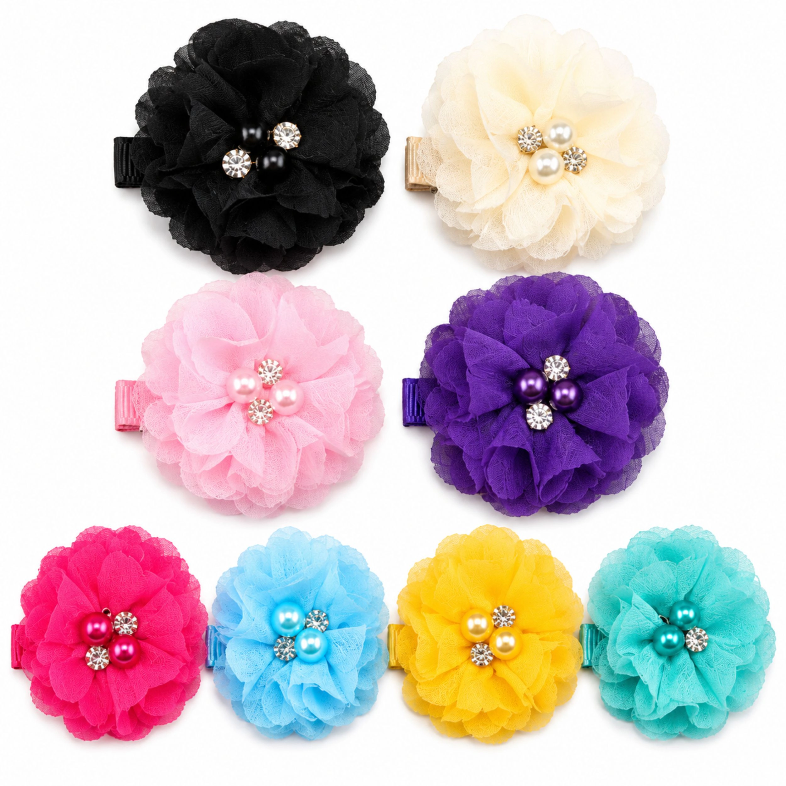 Home Collection Pack of 8 Baby Girl Grosgrain Ribbon Hair Bows with Alligator Clips