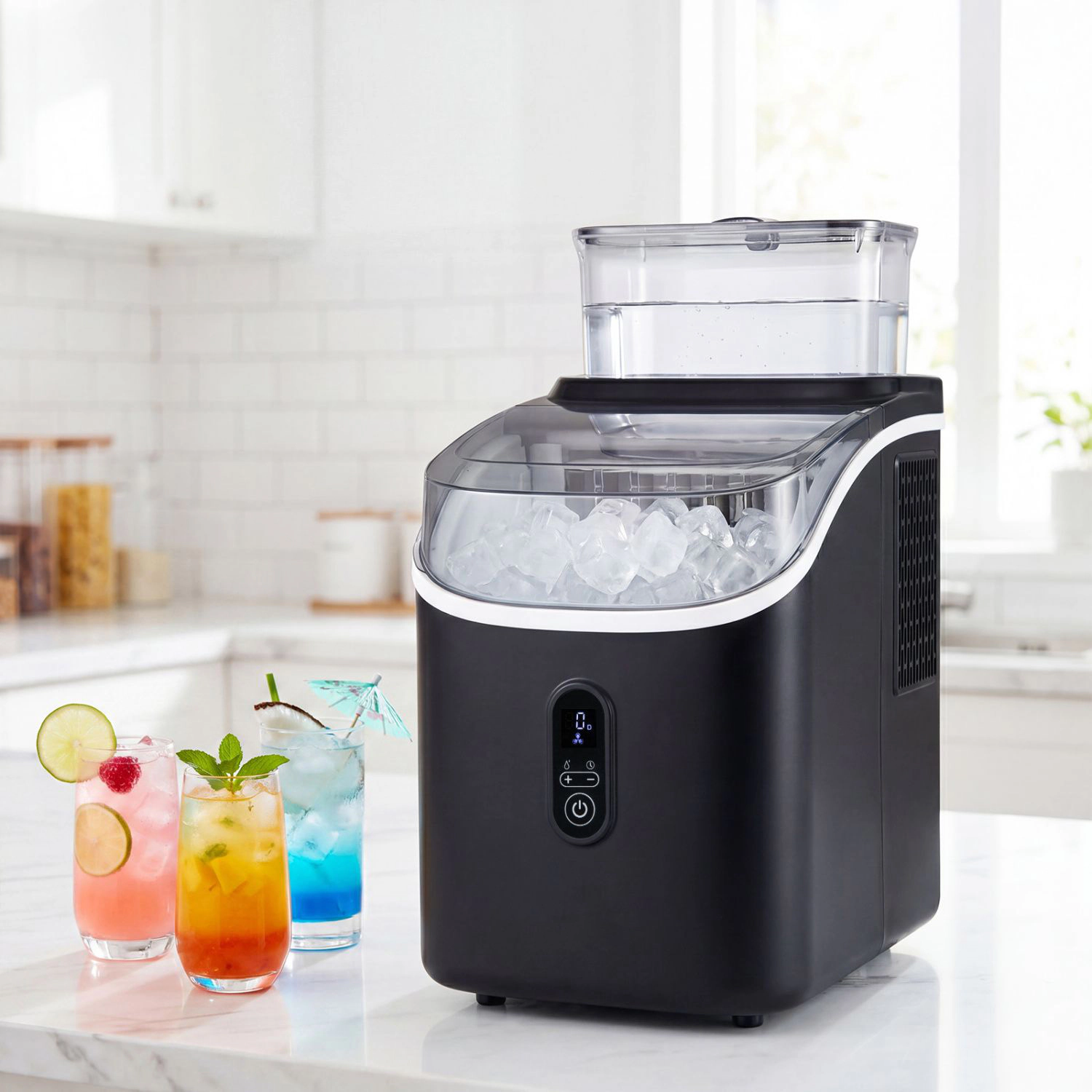 SlickBlue Black Countertop Cube Ice Maker, 34 Lbs Daily