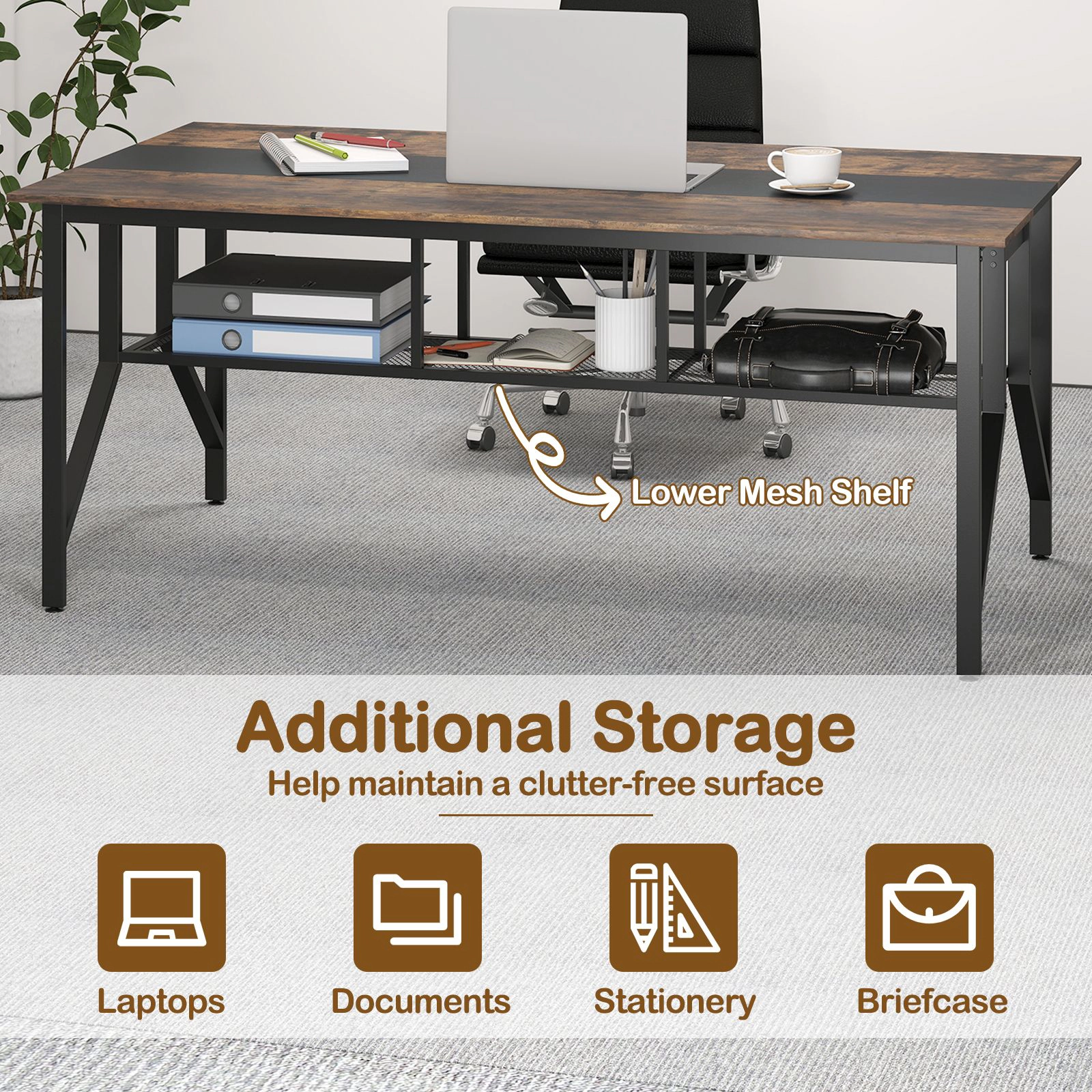 SlickBlue Large Conference Room Table for 6-8 People with Storage
