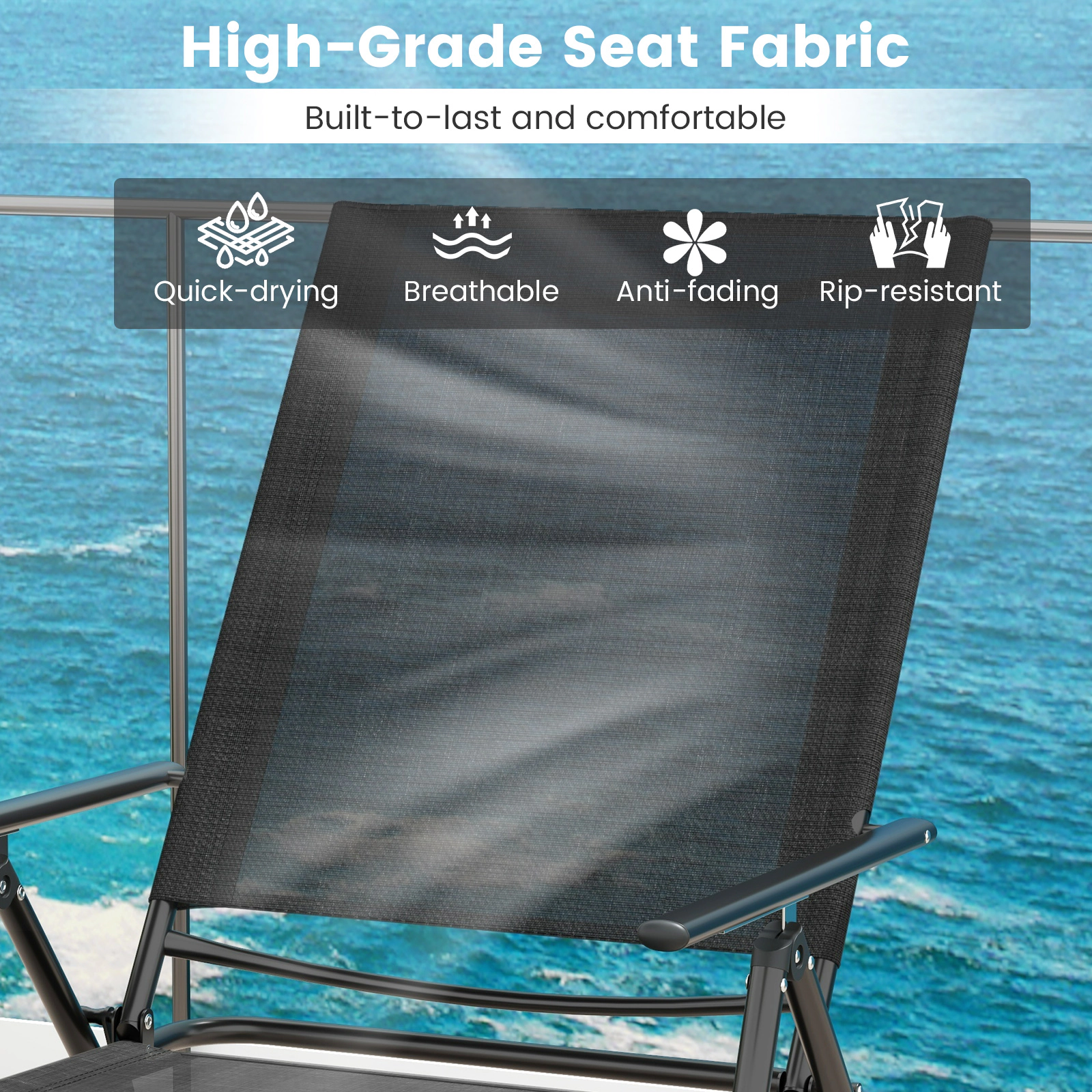 Hivvago 2 Piece Patio Folding Chaise Lounge Chairs Recliner with 6-Level Backrest