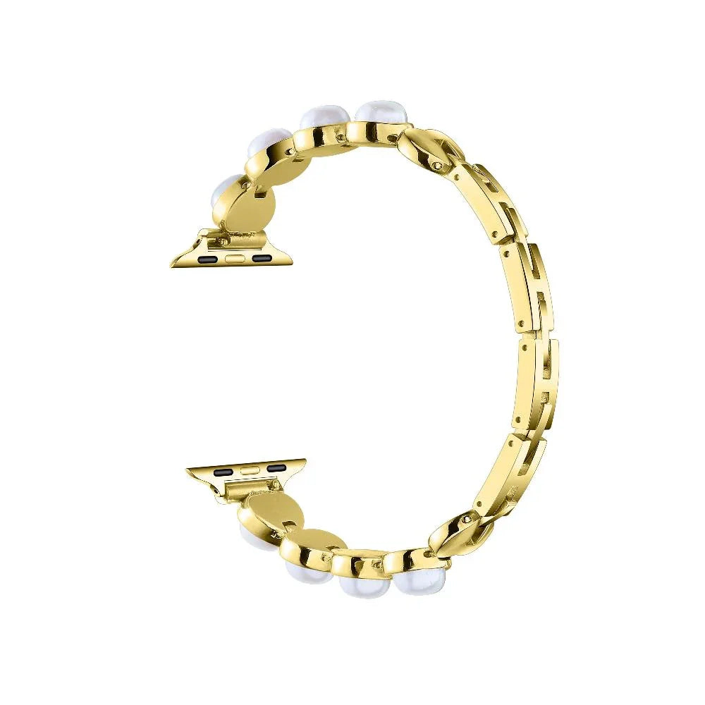 Posh Tech Womens Grace Pearl + Metal Band for Apple Watch