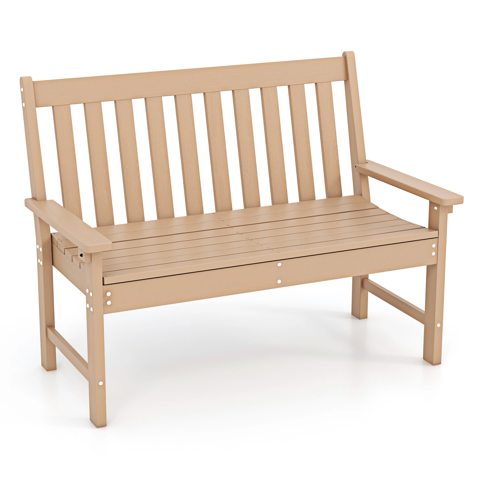 SUGIFT 52-in All-Weather Outdoor Bench with Backrest and Armrests 705-lb Capacity Teak Gray/Teak/Black/White