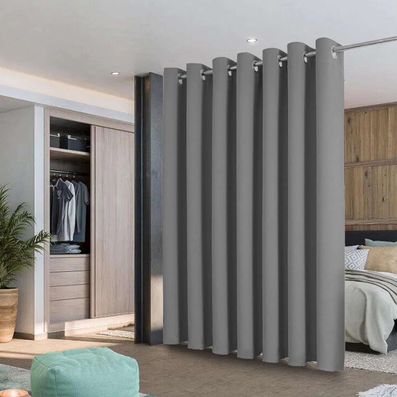 Kate Aurora 1 Piece 100% Hotel Level Blackout Extra Wide Window Curtain Panel - Gray