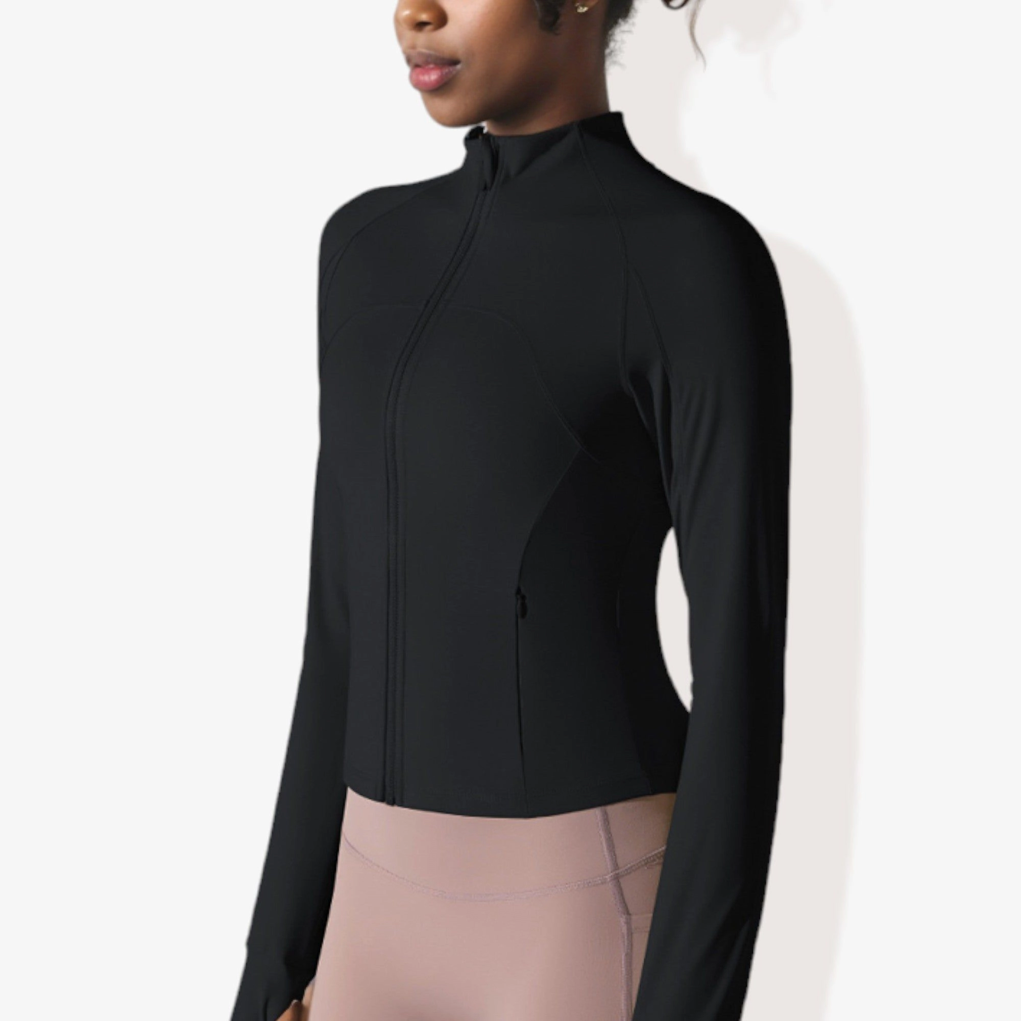 Anna-Kaci Women's Stretchy Long Sleeve High Neck Zip Pocket Sports Jacket