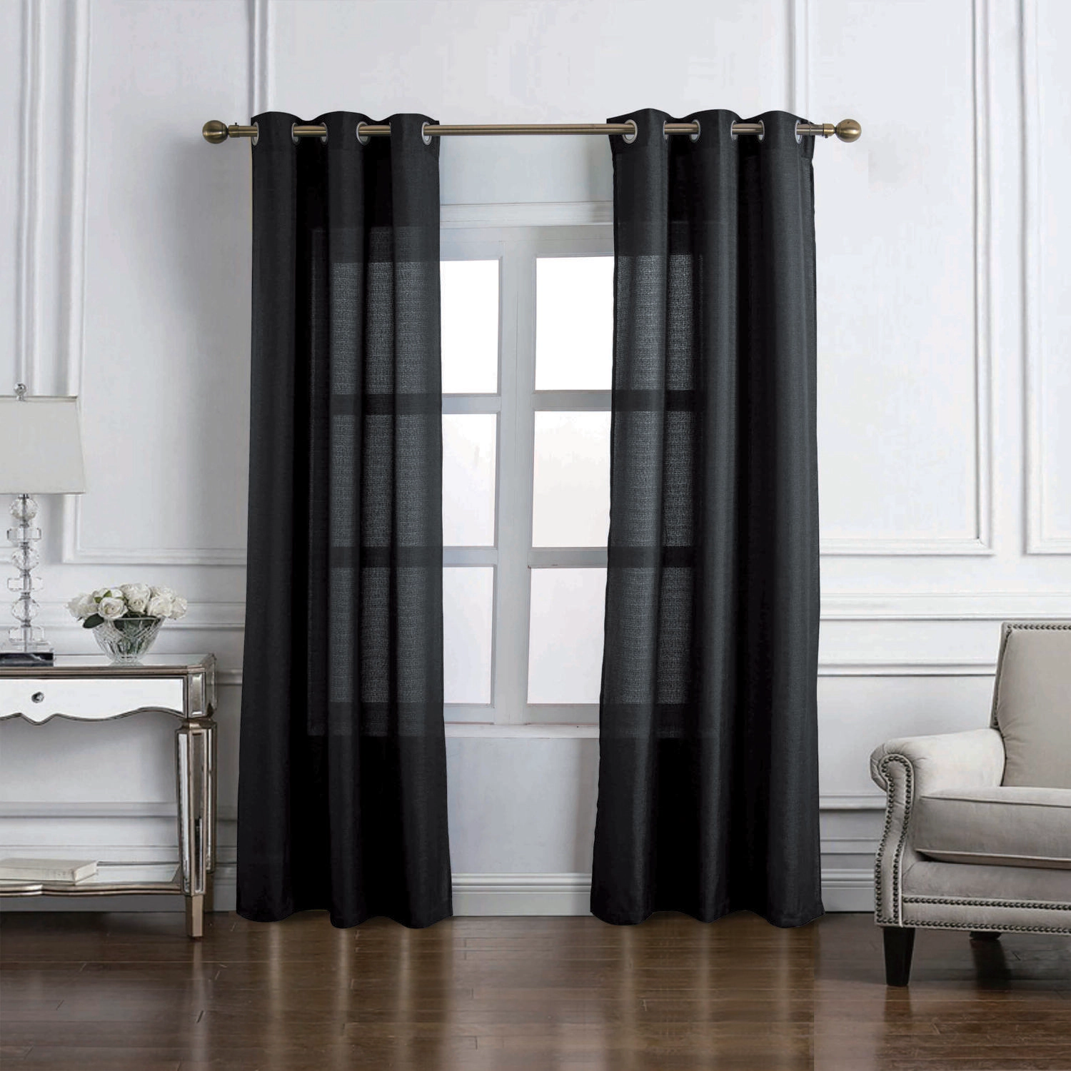 RT Designers Collection Cole Textured Grommet Room Darkening Curtain Panel 54" x 84" Black