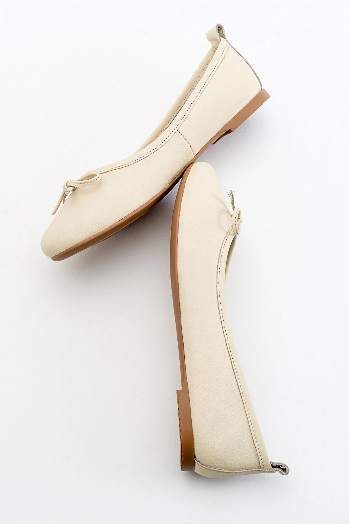 Forever & Always Womens Florence Leather Ballerina Flats