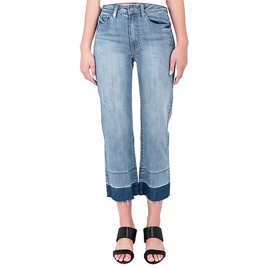 Standards & Practices Women's Undone Raw Hem Frayed Cropped Premium Ankle Jeans
