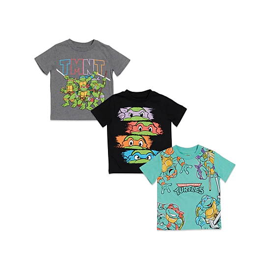 Nickelodeon Teenage Mutant Ninja Turtles Boys' 3-Pack Short Sleeve Graphic T-Shirts
